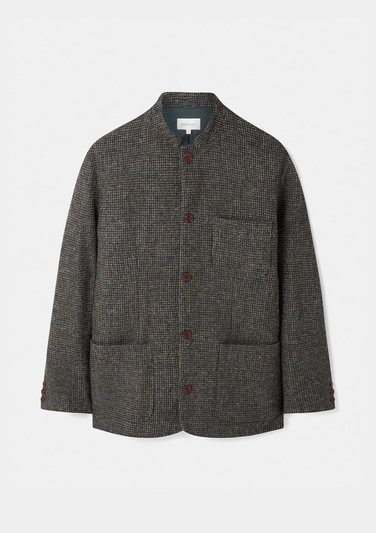 Stylish Green Harris Tweed Nehru Jacket for Men - Vintage British Wool Blazer for Formal Wear & Smart Casual Outfits