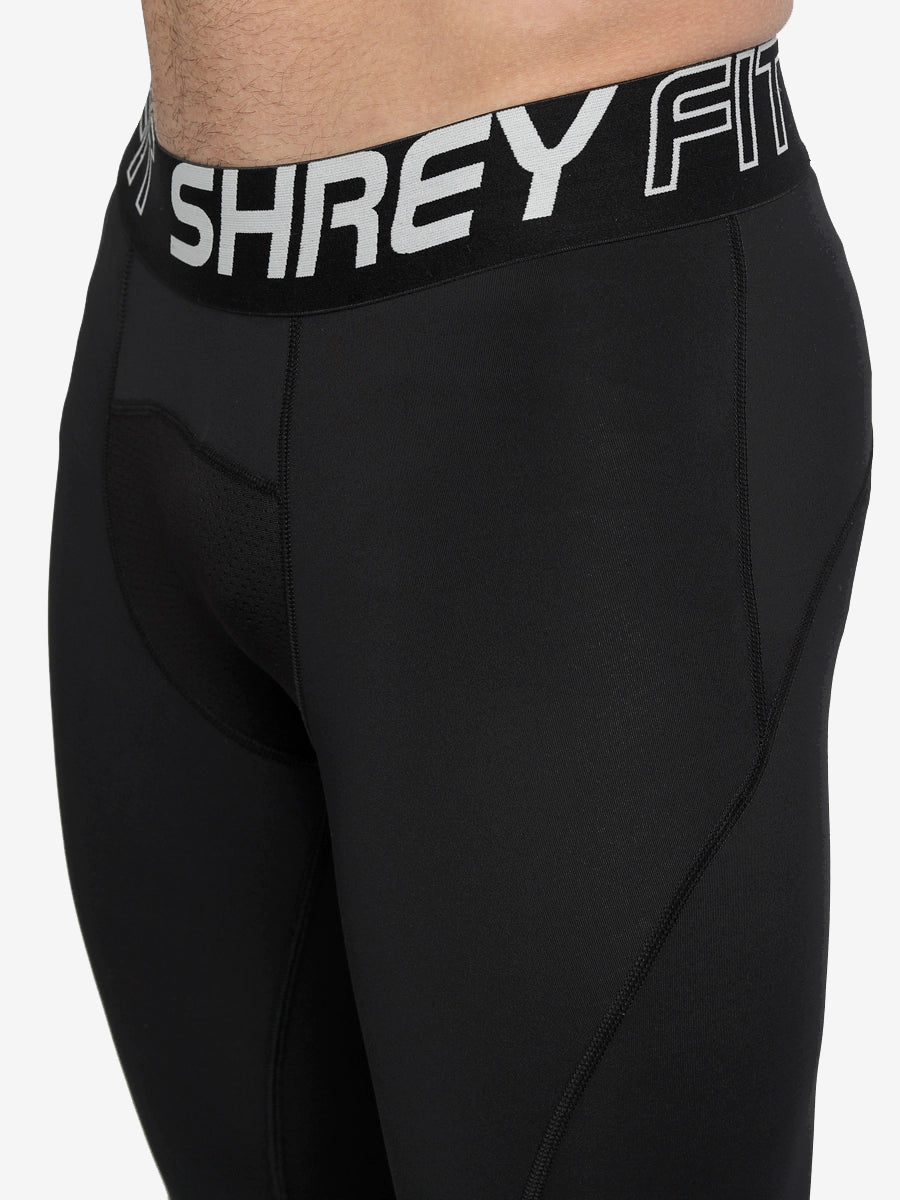 Shrey Intense Compression Long Tights for Women & Men - High Performance Workout Leggings - Moisture Wicking & Breathable Black Tights for Running, Yoga, Gym & Training