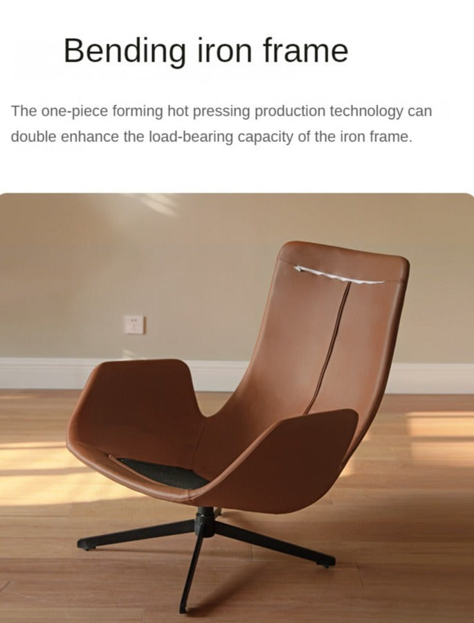 Luxury Italian Organic Leather Swivel Sofa Chair - Modern Living Room, Office & Lounge Seating for Home Decor