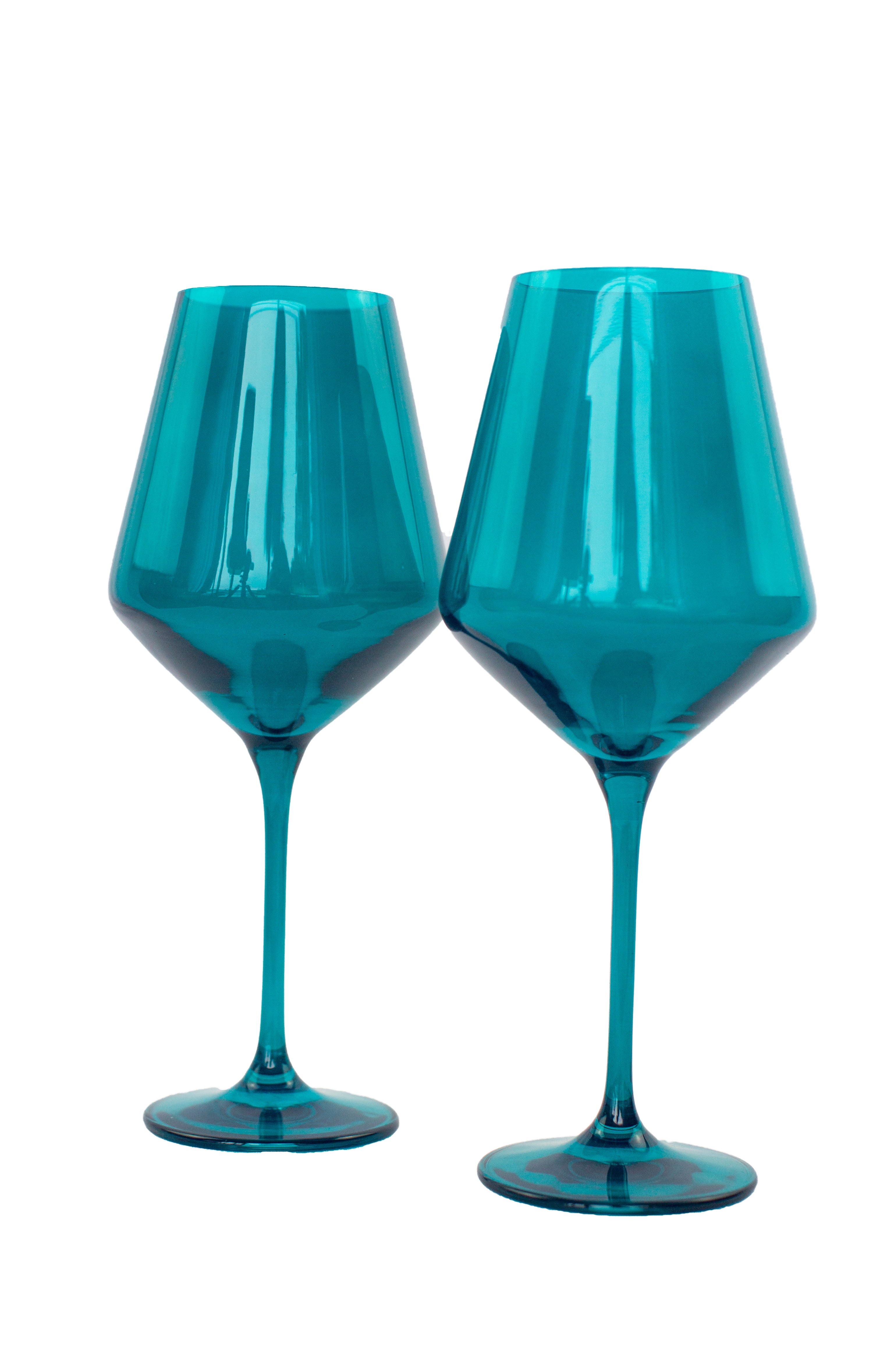 Estelle Teal Wine Glasses Set of 2 - Elegant Stemware for Red & White Wine - Perfect for Dinner Parties & Romantic Date Nights