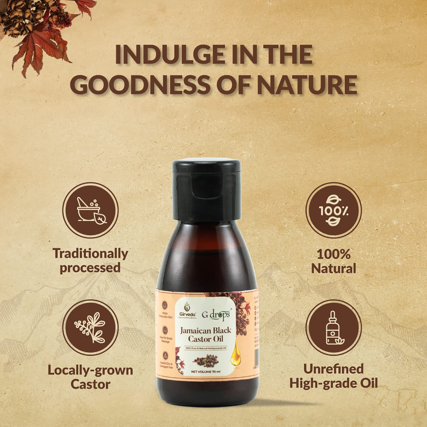 G Drops Jamaican Black Castor Oil for Hair Growth & Scalp Care - 70ml Natural Hair Treatment for Thicker, Stronger Hair - Perfect for Daily Use, Hair Masks & Styling
