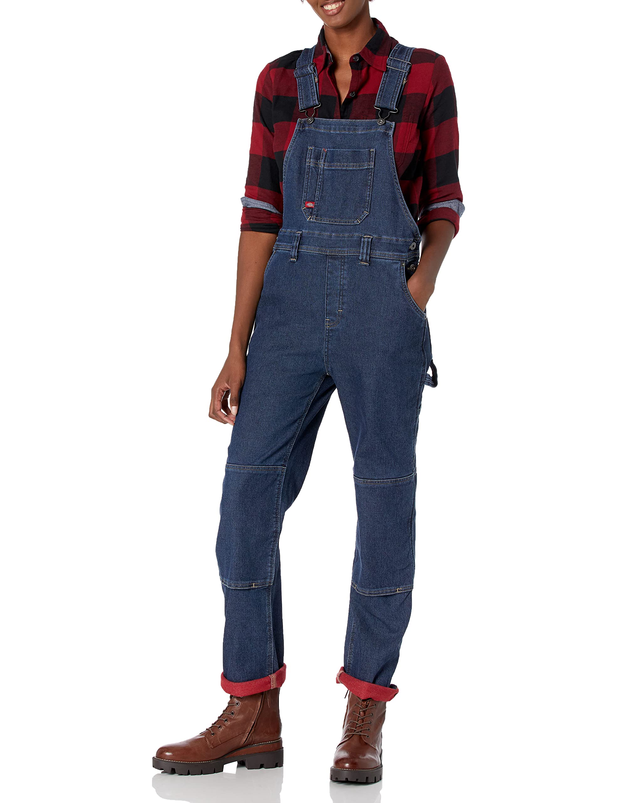 Dickies Women's Warming Temp-IQ Denim Bib Overalls - Cold Weather Workwear for Outdoor Jobs & Winter Activities