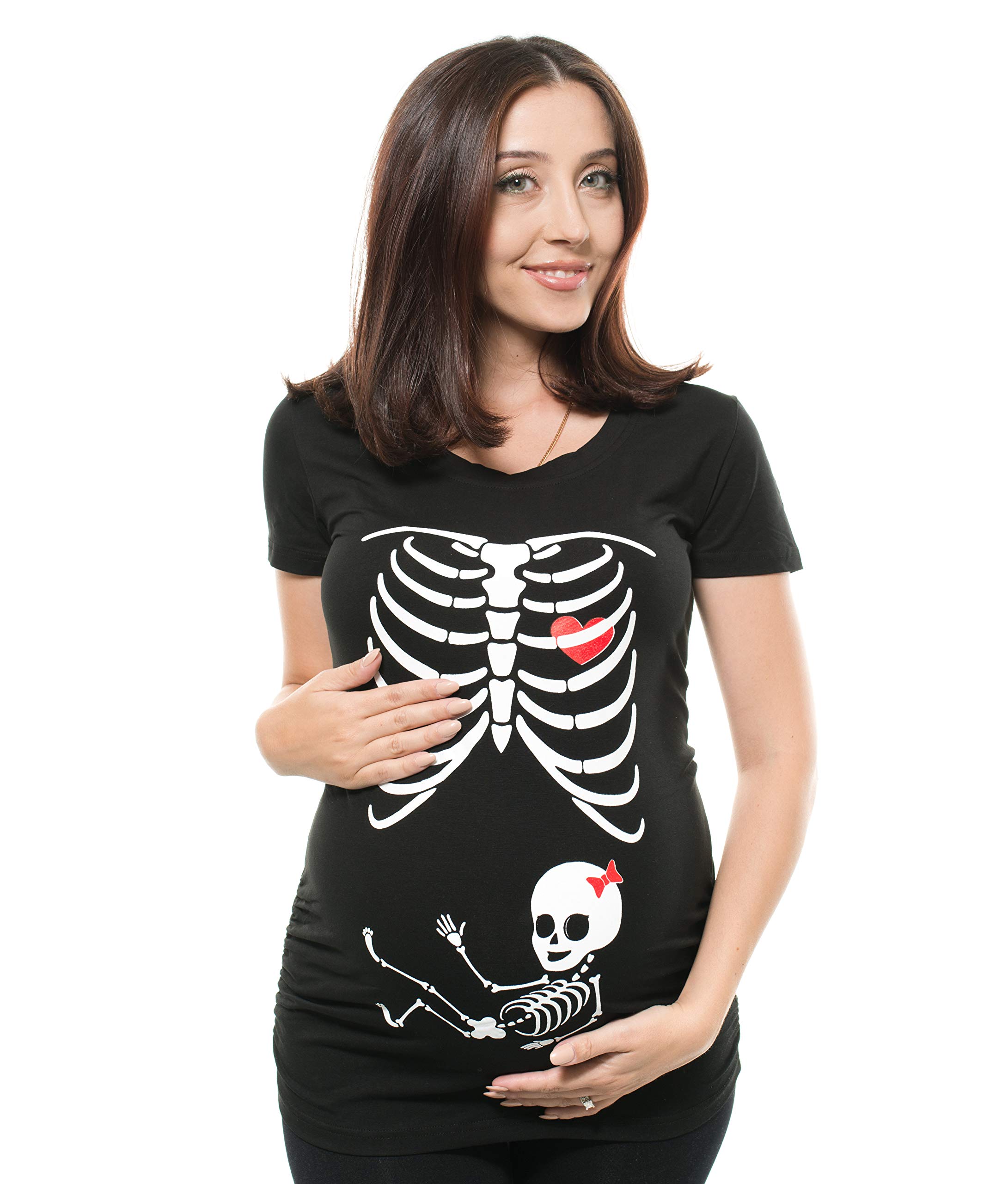 Funny Skeleton X-Ray Pregnancy Maternity T-Shirt - Halloween Costume Top for Expecting Moms - Perfect for Halloween Parties, Baby Showers & Maternity Photos