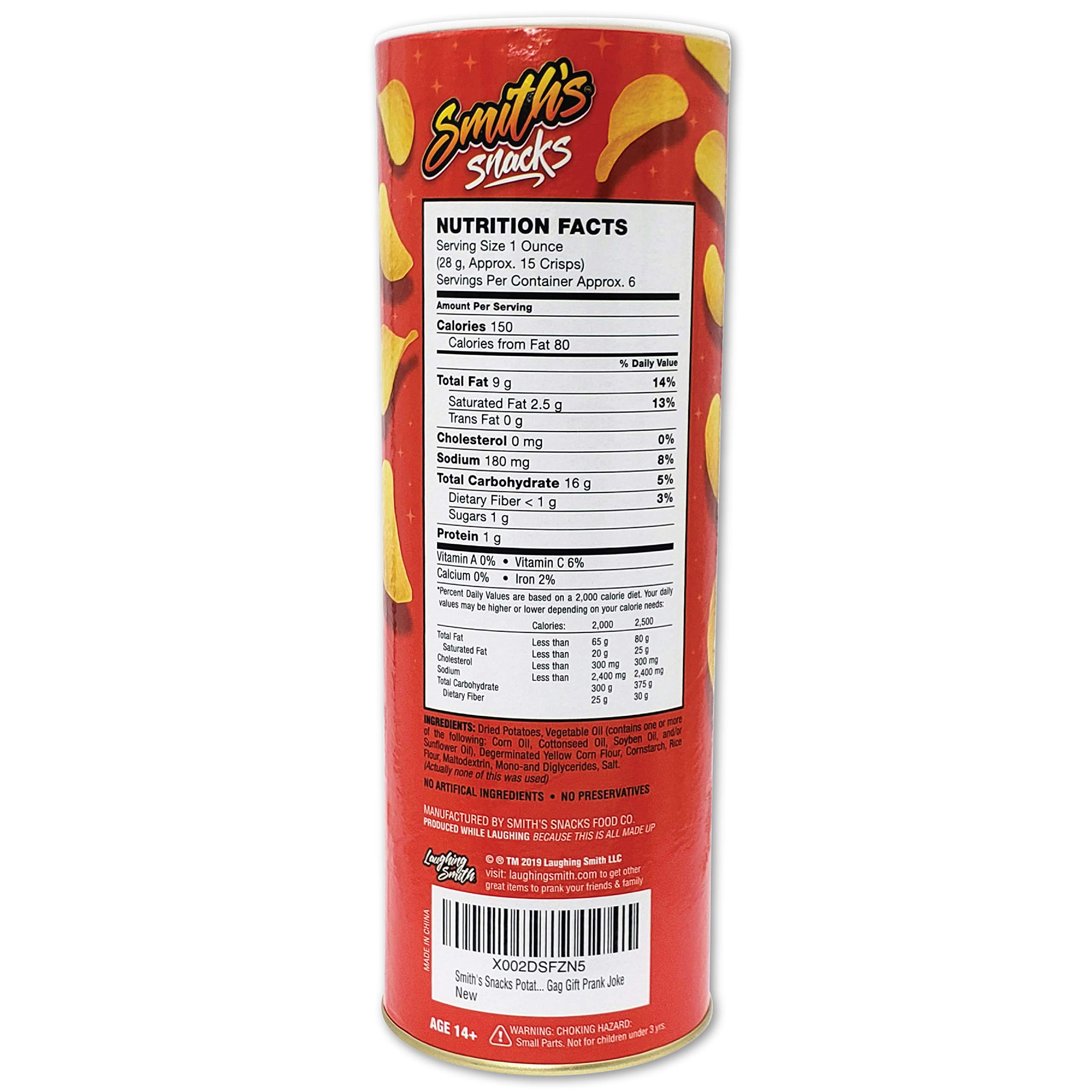 Smith's Snacks Potato Chip Snake Prank Can - Hilarious Fake Snake Surprise Gift for Teens & Adults (Ages 14+) - Perfect for April Fools' Day, Halloween Pranks & Office Jokes