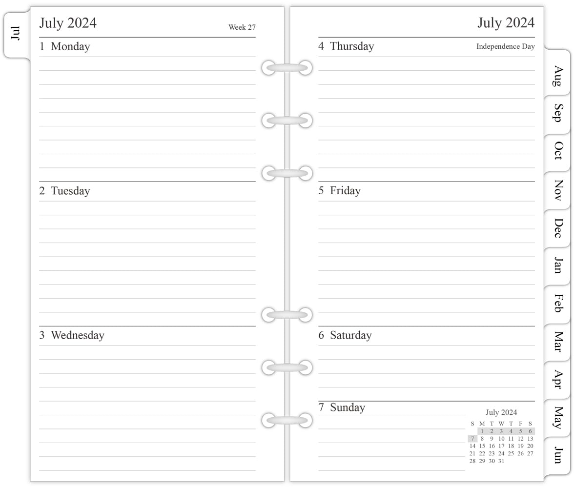 Newestor 2024-2025 Planner Refill - Weekly & Monthly Calendar from July 2024 to June 2025 - 3.75