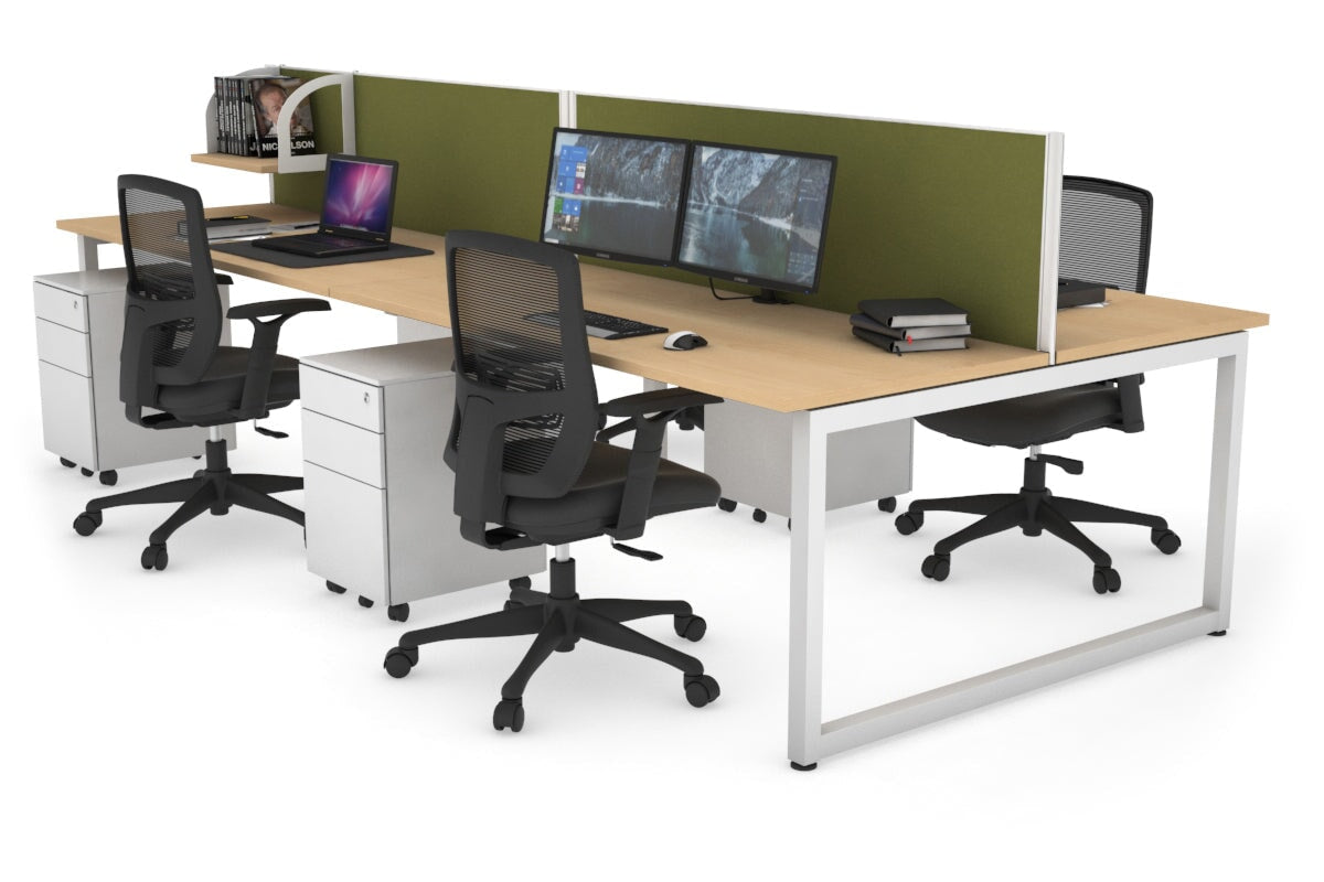 Quadro Loop Legs 4 Person Office Workstation Desk - 1800L x 700W - Modern Collaborative Workspace Solution for Team Projects & Office Meetings