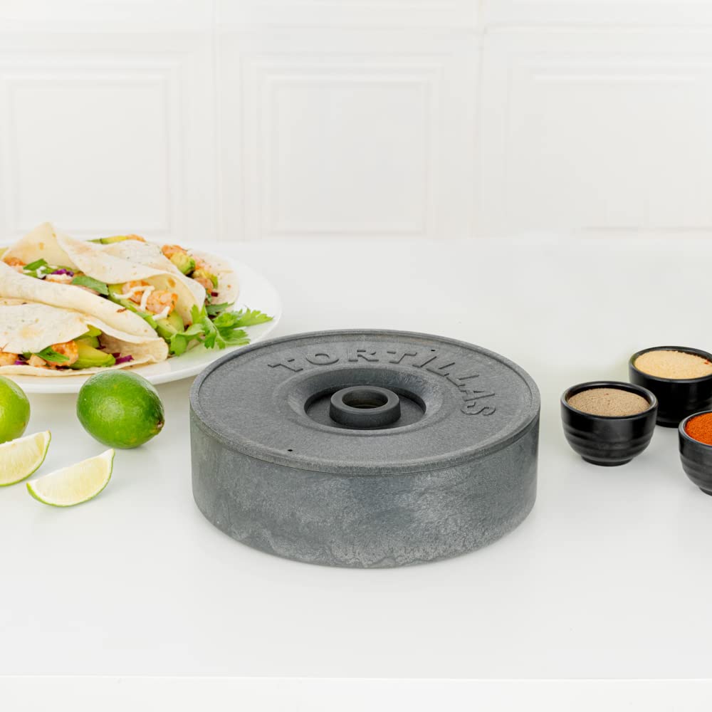 8.5 x 2.3 Inch Microwave-Safe Tortilla Warmers - 10 Pack with Lids, Insulated Gray Plastic Tortilla Holders for Homes & Restaurants | Keep Tortillas Fresh & Warm for Tacos, Burritos, Quesadillas & More