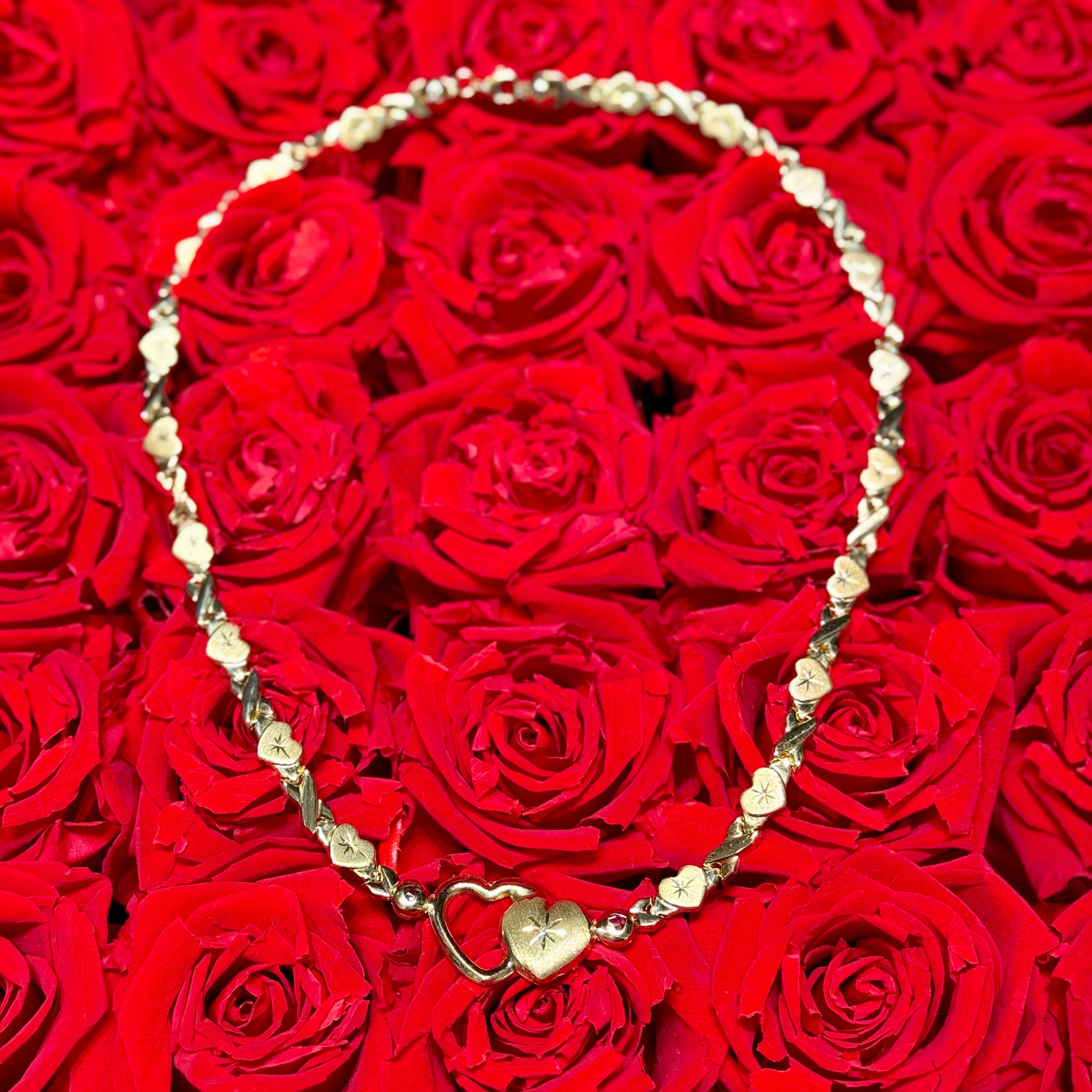 14K Gold XOXO Double Heart Choker Necklace - Romantic Valentine's Gift for Her, Dainty Layering Jewelry for Date Night & Anniversary