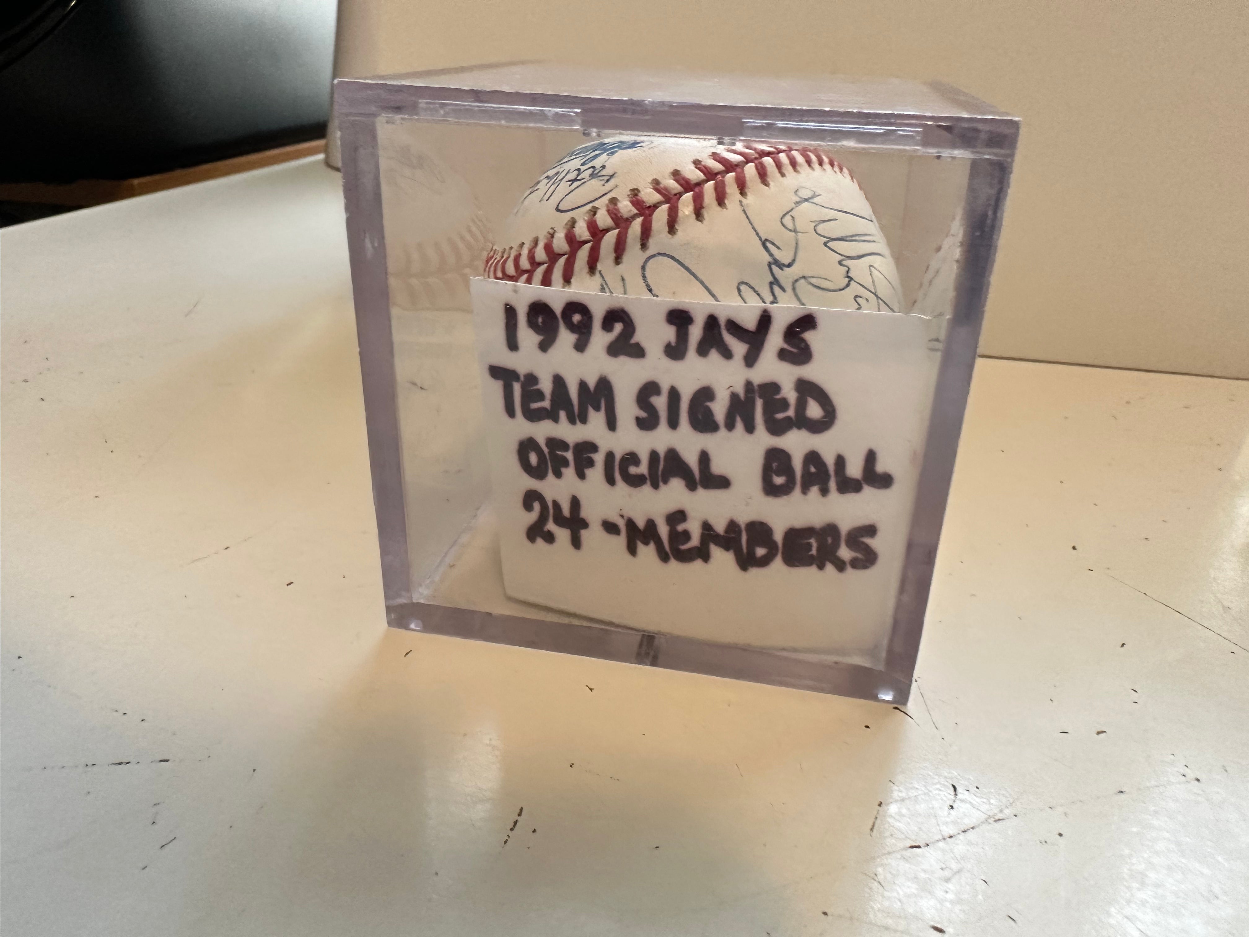 1992 World Series American League Baseball Signed by 24 Blue Jays Players - Authentic Collectible with COA & Display Holder - Perfect for Sports Memorabilia Fans & Baseball Enthusiasts