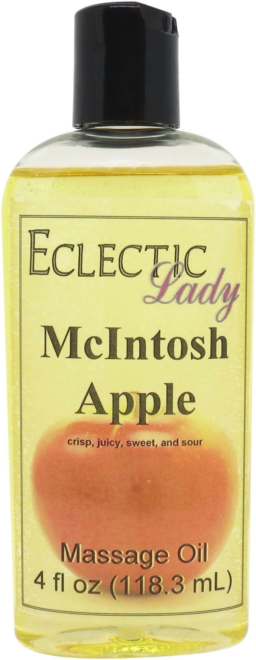 Organic McIntosh Apple Massage Oil - 4oz Natural Blend with Sweet Almond & Jojoba Oil | Preservative-Free Aromatherapy Oil for Relaxation, Couples Massage & Spa Night | Perfect Gift for Stress Relief & Self Care