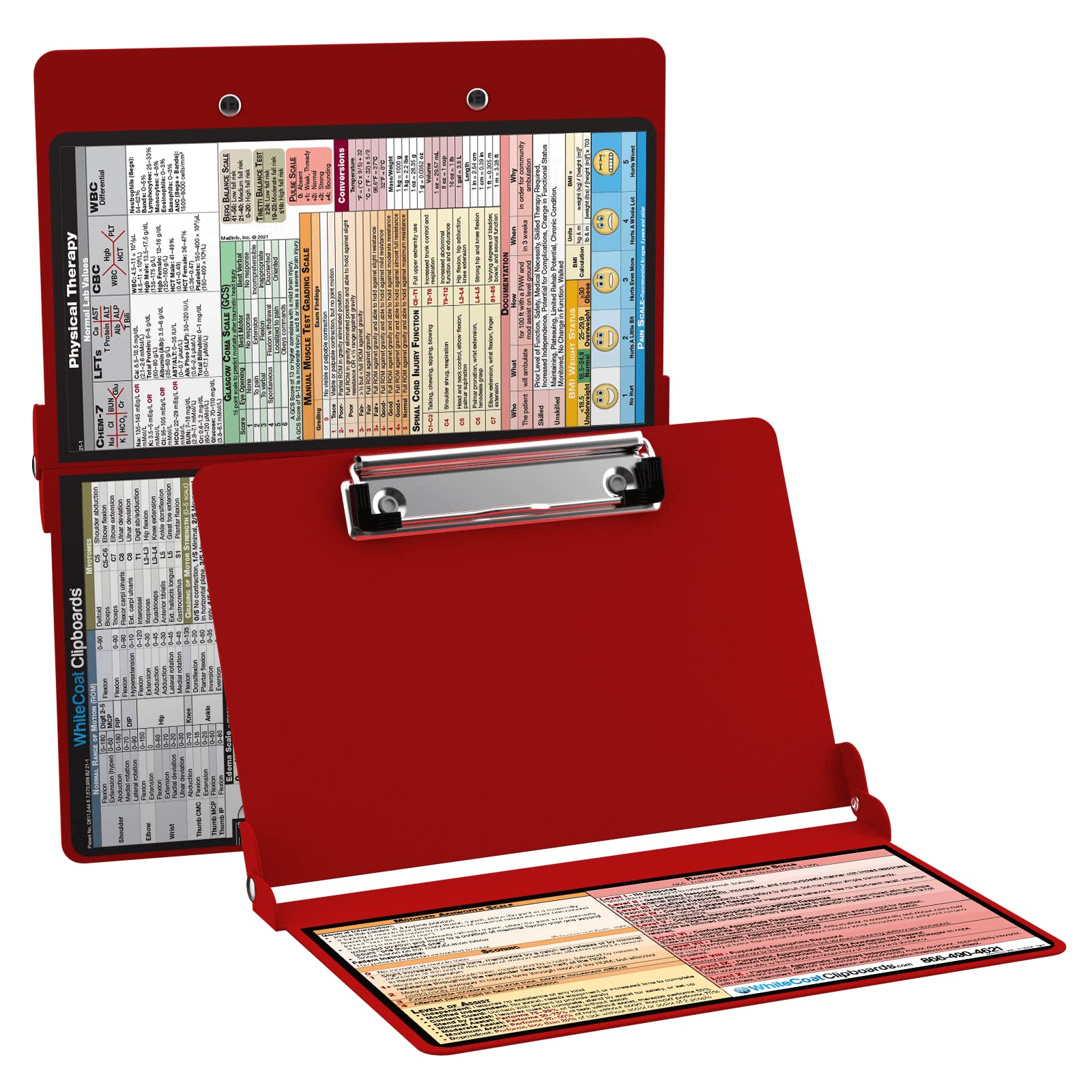 Whitecoat Clipboard® - Red Physical Therapy Clipboard with Durable Plastic & Stainless Steel Clip - Perfect for Nurses, Doctors & Healthcare Professionals in Hospitals & Clinics