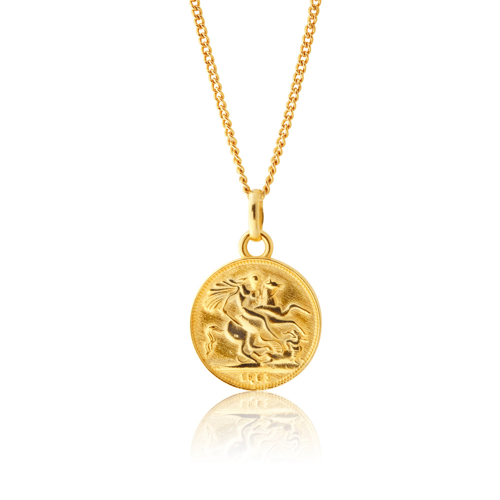9ct 1963 Gold Coin Pendant Necklace - Vintage Gold Jewelry for Women, Collectible Coin Pendant - Perfect for Gifts, Special Occasions & Vintage Jewelry Collections