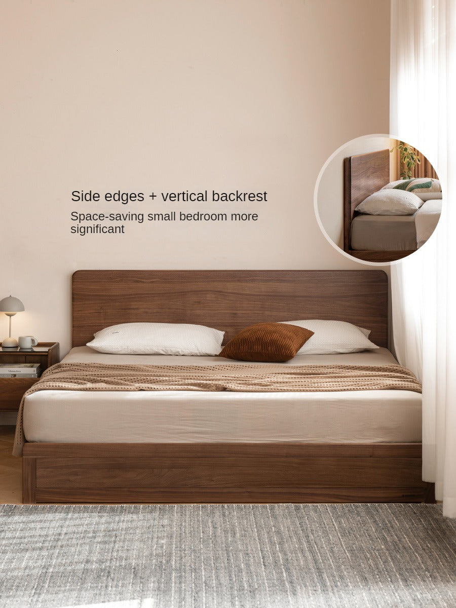 Premium Black Walnut & Oak Solid Wood Bed Frame - Modern Platform Bed for Master Bedroom, Guest Room, or Dormitory