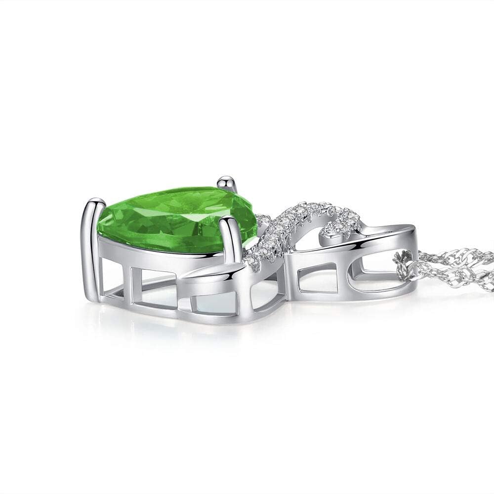 August Birthstone Necklace - 925 Sterling Silver Peridot & Diamond Accent Heart Pendant | Perfect Gift for August Birthdays, Anniversaries & Special Occasions