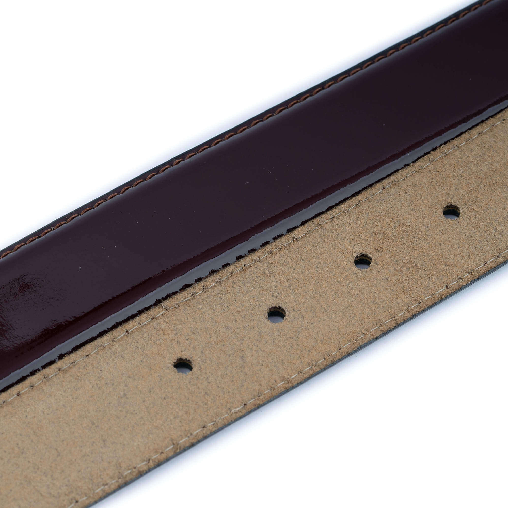 Genuine Burgundy Patent Leather Belt Strap Replacement for Cartier Men's Buckle | Classic Dress Belt for Formal Wear & Business Attire