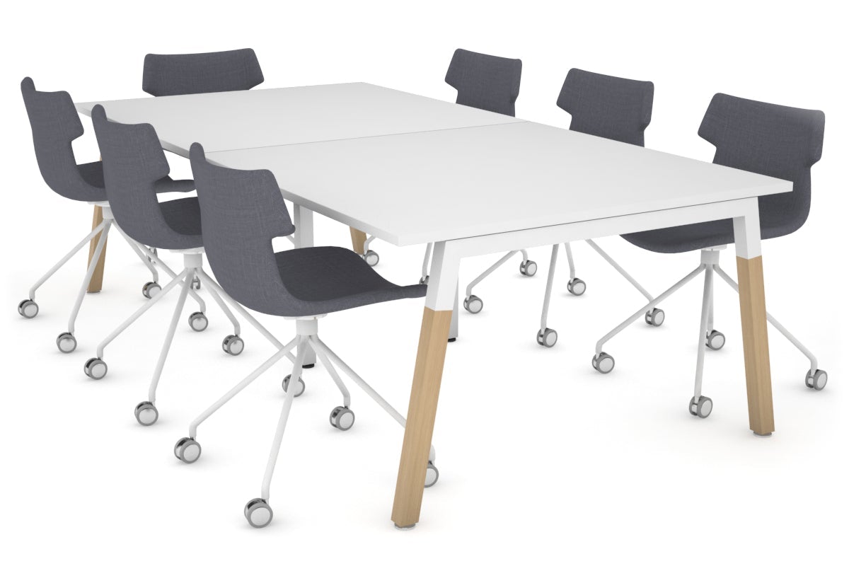 Modern Boardroom Table with Quadro A Legs & Wood Cross Beam - 2400L x 1200W - Perfect for Conference Rooms, Office Meetings & Executive Workspaces
