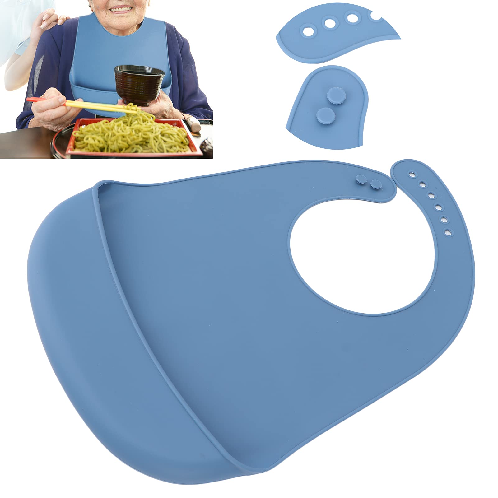 Adult Silicone Bibs for Eating - Waterproof & Reusable Clothing Protector for Seniors & Women with Food Catcher - Perfect for Mealtime, Dining Out & Assisted Living Care