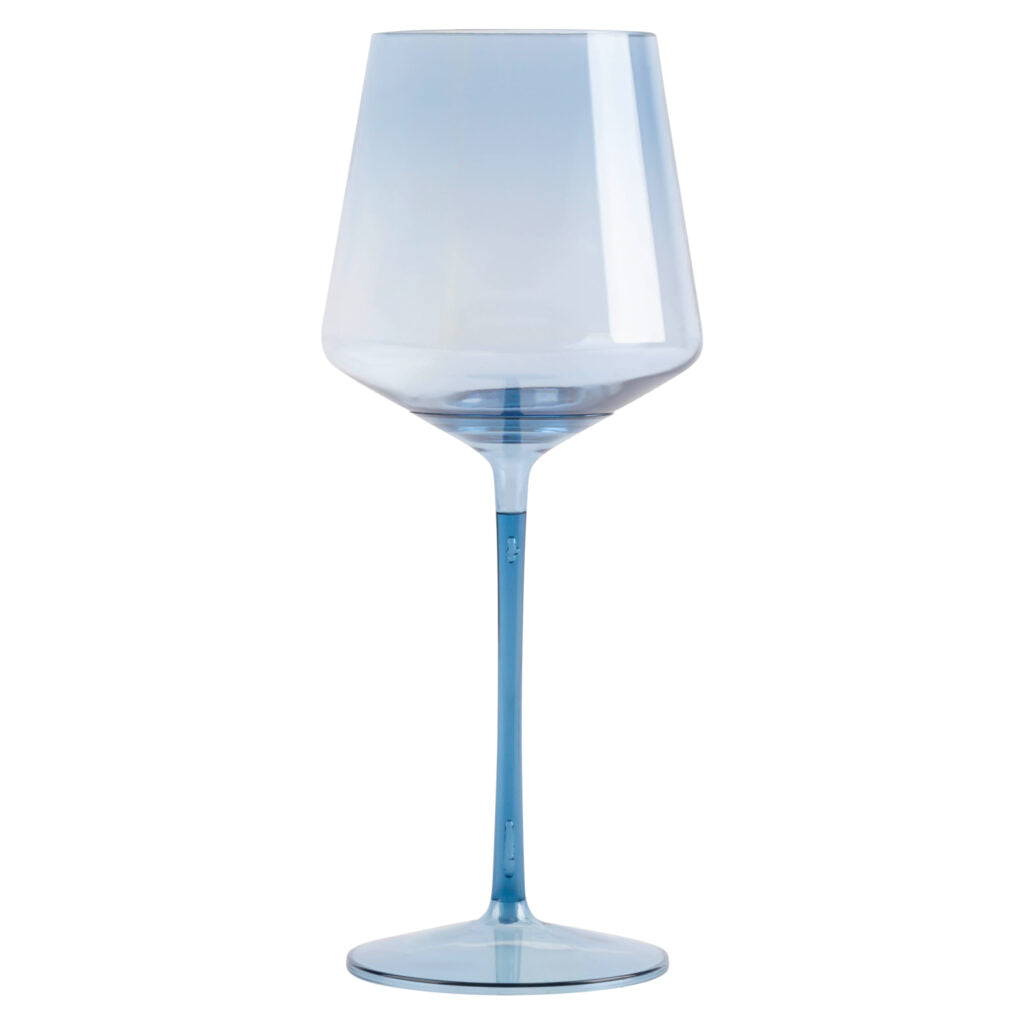 14 Oz Blue HIP Plastic Stemmed Wine Goblets - Set of 4 Shatterproof Cups for Outdoor Picnics, Parties, and Camping