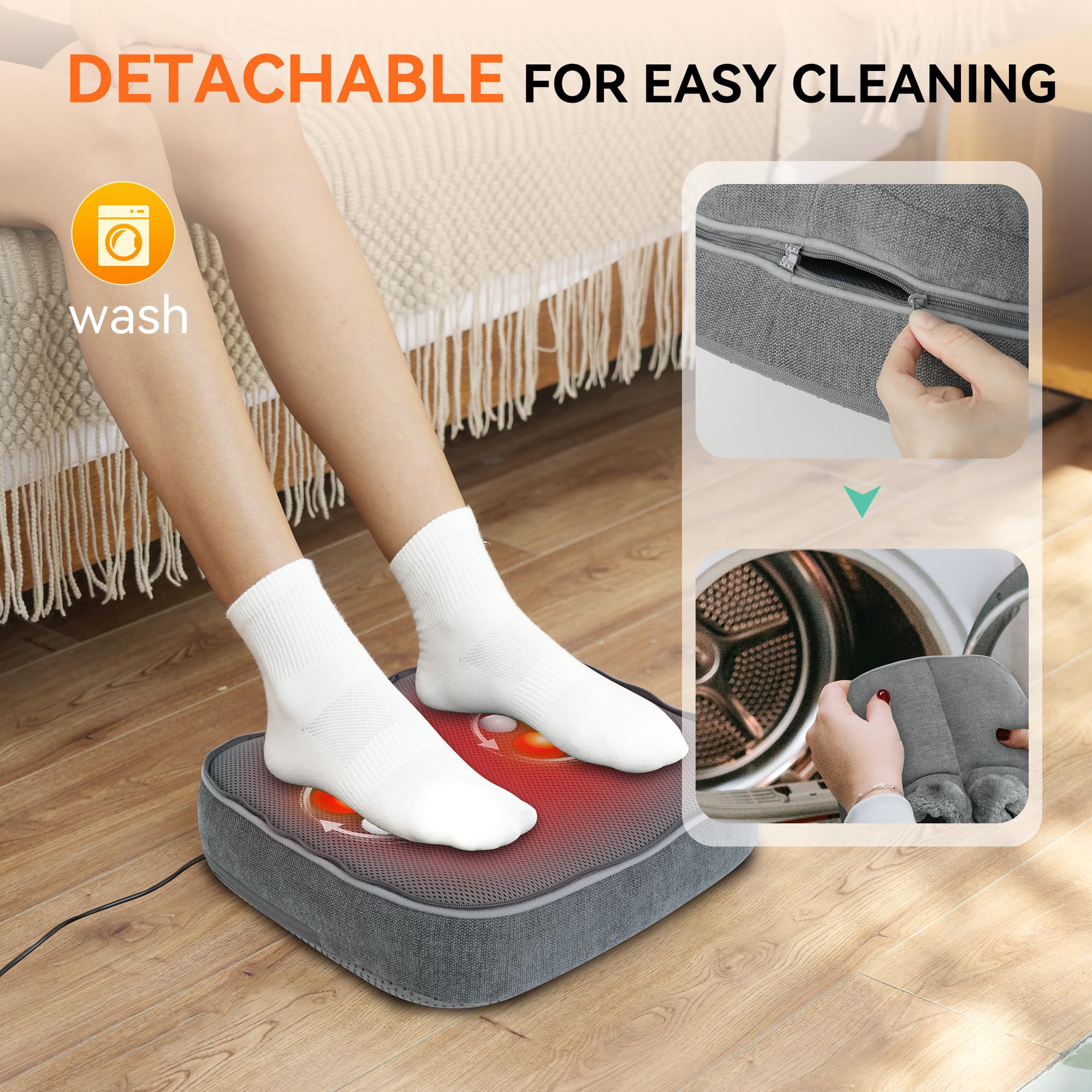 Snailax Shiatsu Foot Massager with Heat and Remote Control - Electric Foot Massager Machine for Feet and Back Pain Relief - Perfect Under Desk Foot Warmer for Men & Women - Ideal Gift for Home, Office, and Relaxation Therapy