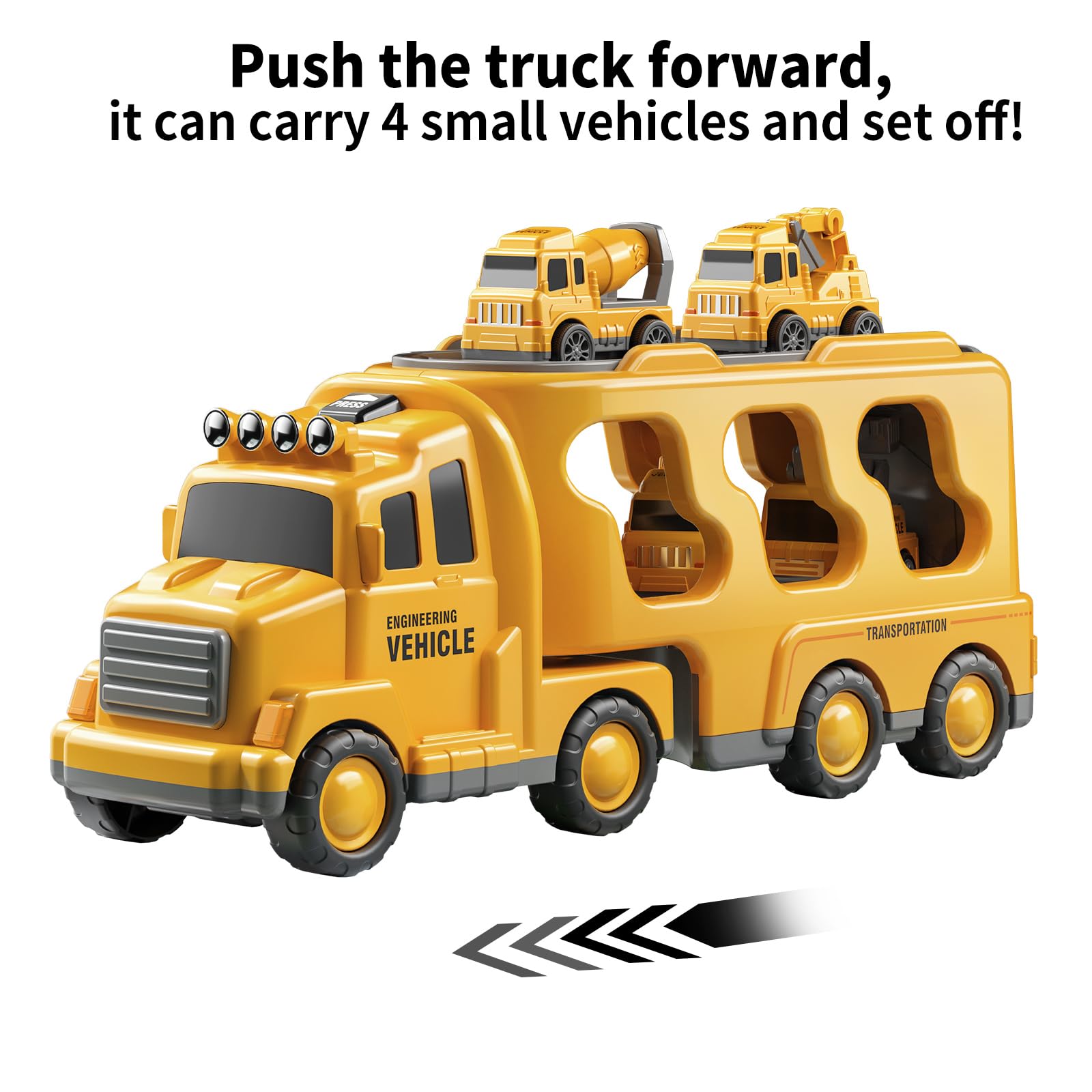 Construction Truck Toys for Toddlers & Kids - Dump Truck, Cement Mixer & Transport Vehicles Set for Boys Age 1-9 | STEM Learning Toys for 3-6 Year Olds | Birthday & Christmas Gifts for Boys | Perfect for Sandbox Play, Construction Pretend Play & Early Childhood Development