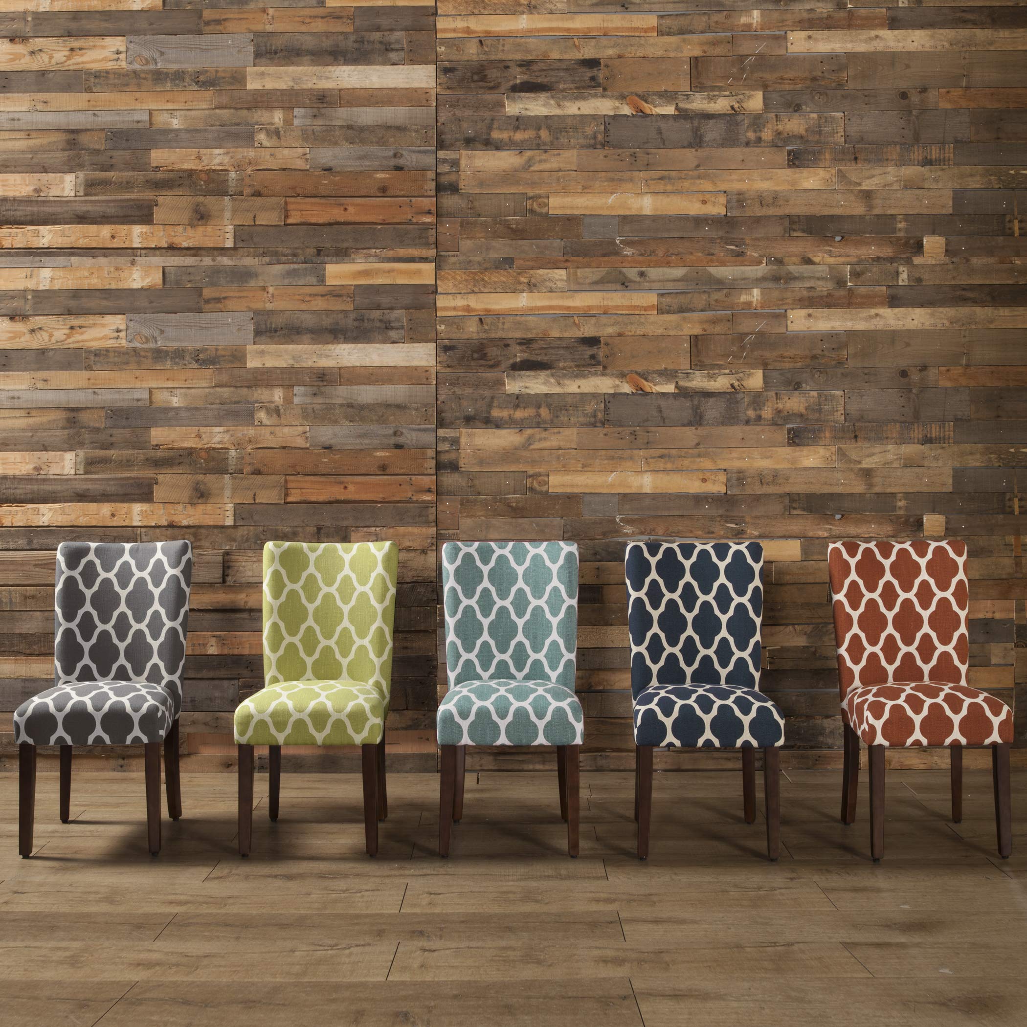 HomePop Parsons Classic Upholstered Dining Chairs Set of 2 - Grey and Cream Geometric Pattern Modern Accent Chairs for Dining Room, Kitchen, Office or Living Room Decor