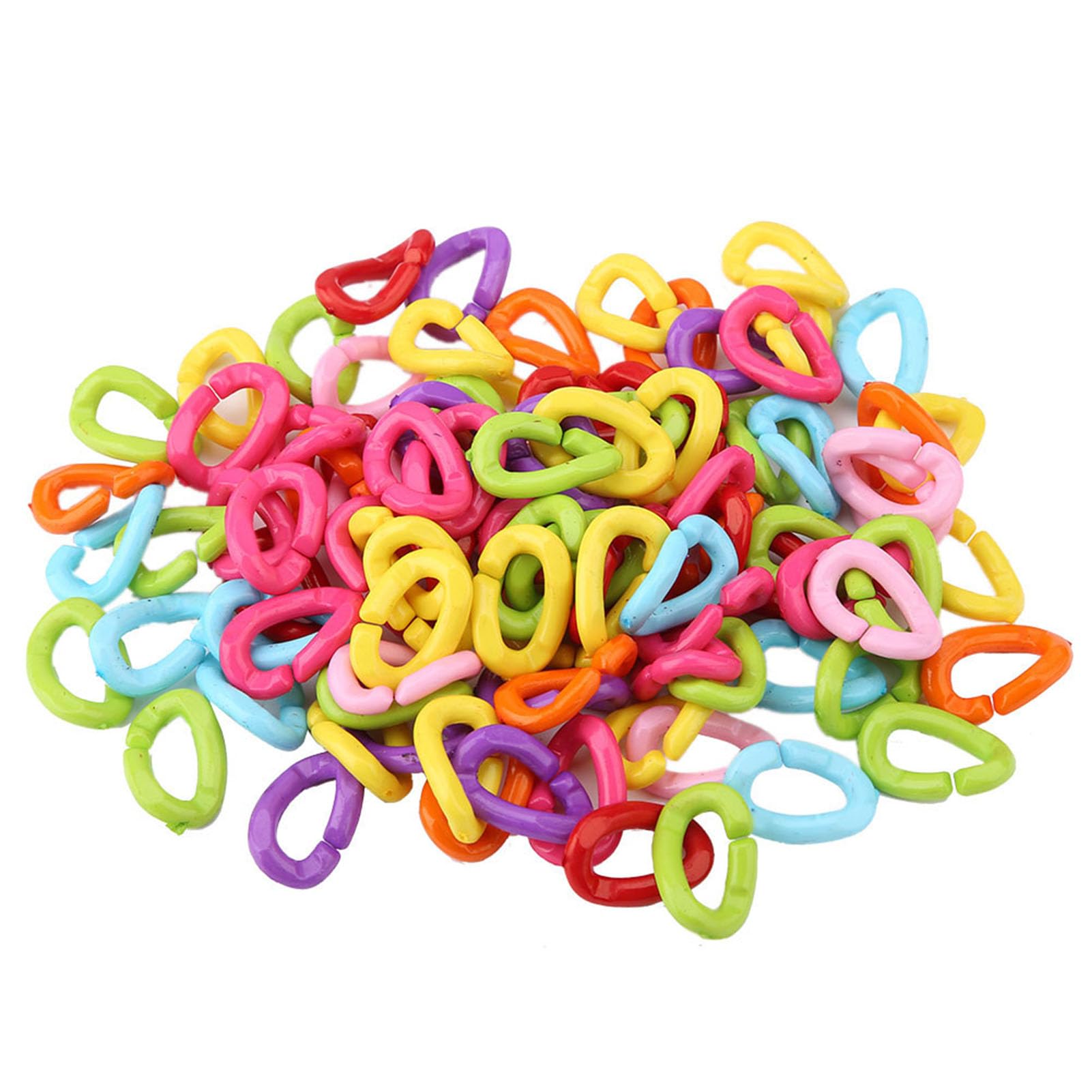 100Pcs Plastic Bird C Clips Hooks Chain Links - Colorful DIY Parrot Toys for Small Pets - Perfect for Cage Accessories, Bird Enrichment & Craft Projects
