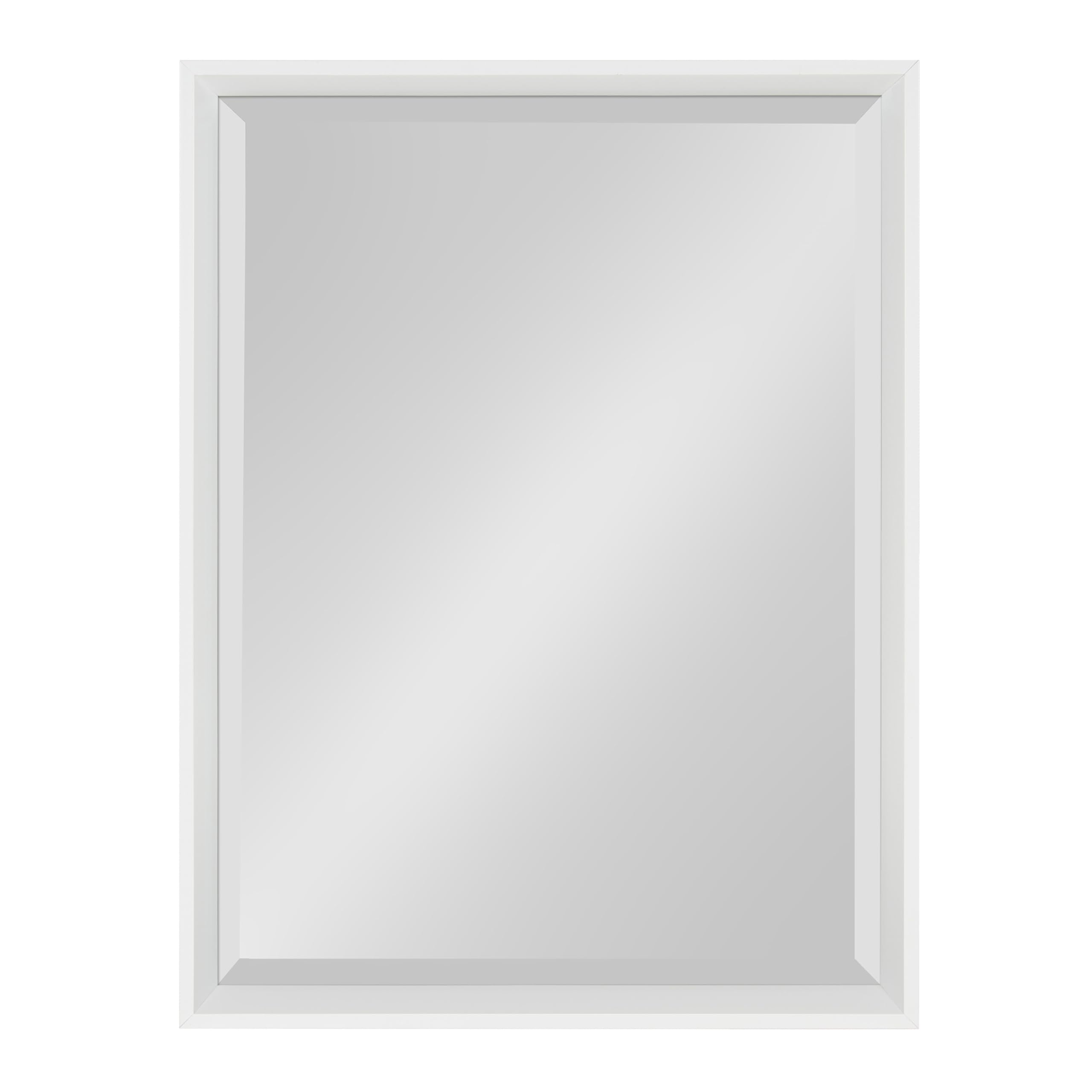 Kate & Laurel Calter Modern Framed Beveled Wall Mirror - 20x26 Inches White Contemporary Rectangle Vanity Mirror for Bathroom Over Sink, Bedroom, or Elegant Entryway Decor