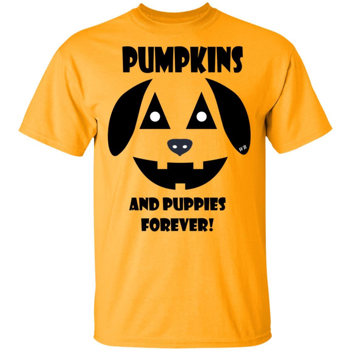 WineyBitches.Co Pumpkins And Puppies Forever Halloween Cotton T-Shirt - Cute Fall Graphic Tee for Women, Halloween Party Outfit, Dog Lover Gift
