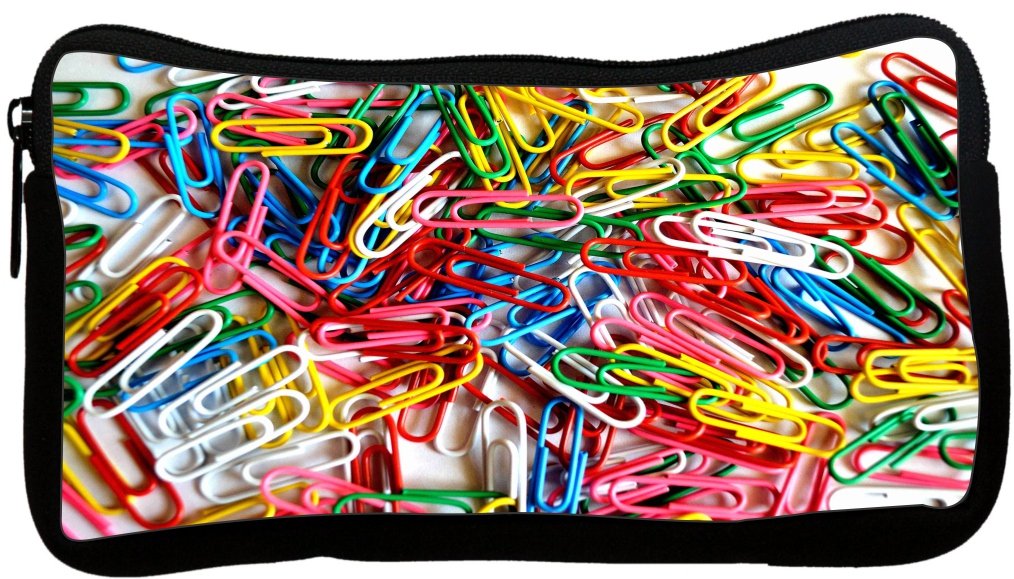 Premium Neoprene Pencil Case with Stylish Paper Clips Design (PC518) - Perfect for School, Office & Travel Organization