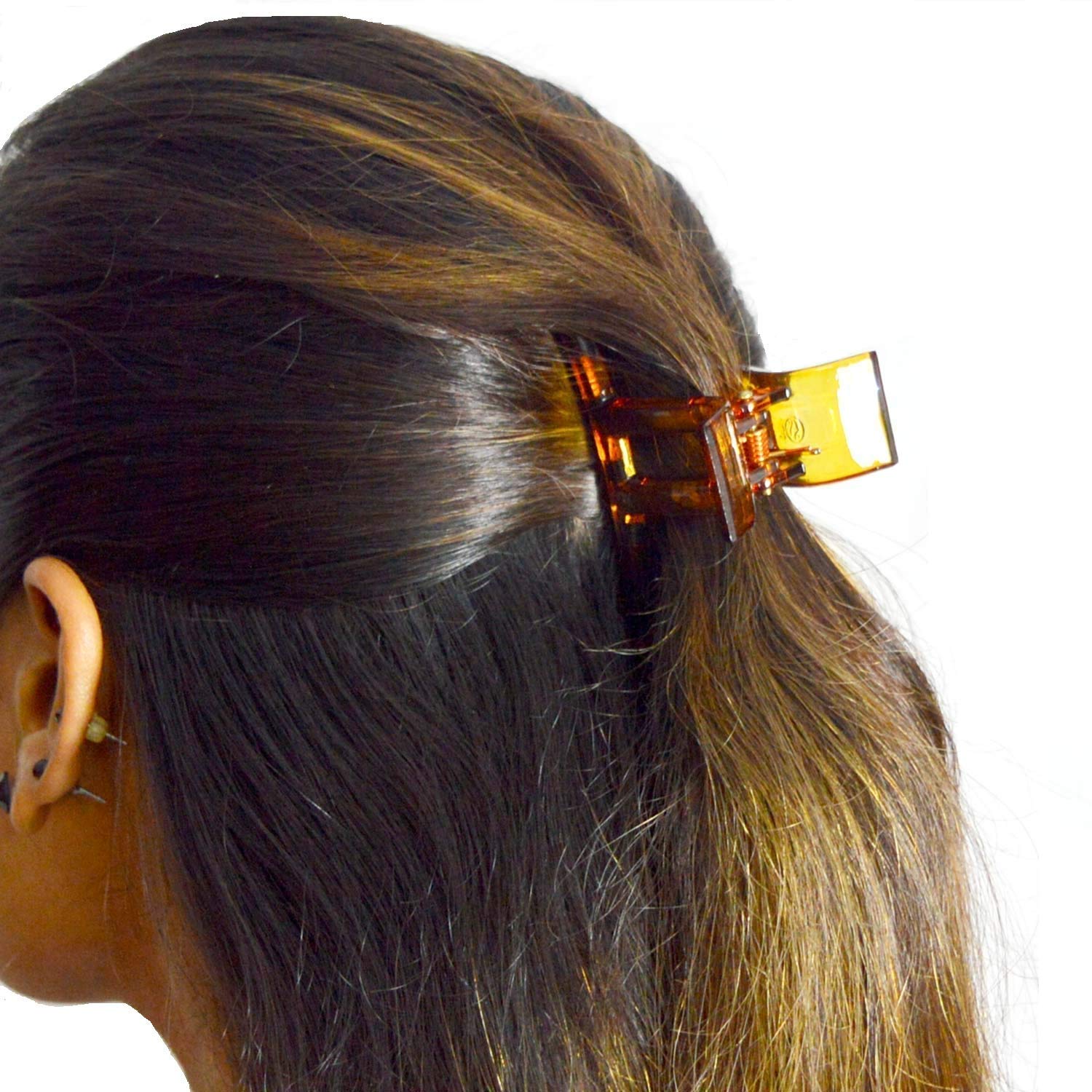 Trendy Medium Size Plastic Hair Clutch Clips for Women - Pack of 3 Brown Hair Claws (TLBS) | Perfect for Updos, Ponytails & Everyday Hairstyles