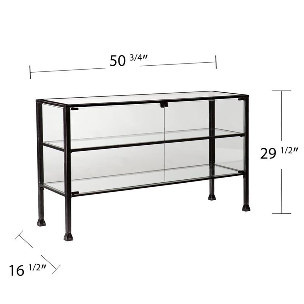 SEI Furniture Black Terrarium Display Console Table - Modern Entryway Table for Living Room, Hallway, or Office Decor