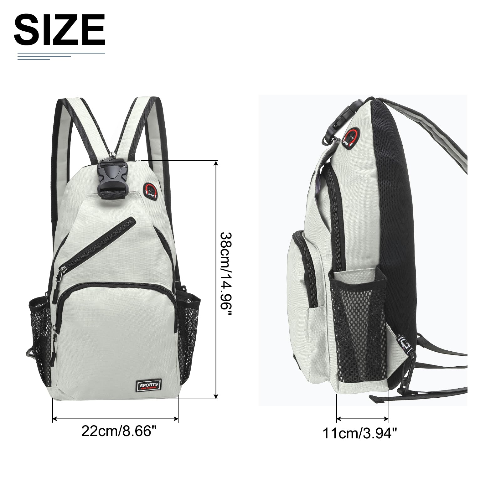 Convertible Sling Bag Crossbody Backpack for Women & Men - 8.5x15 Inch Lightweight Multifunctional Shoulder Bag with Headphone Jack - Perfect for Hiking, Travel, Cycling & Everyday Use - White