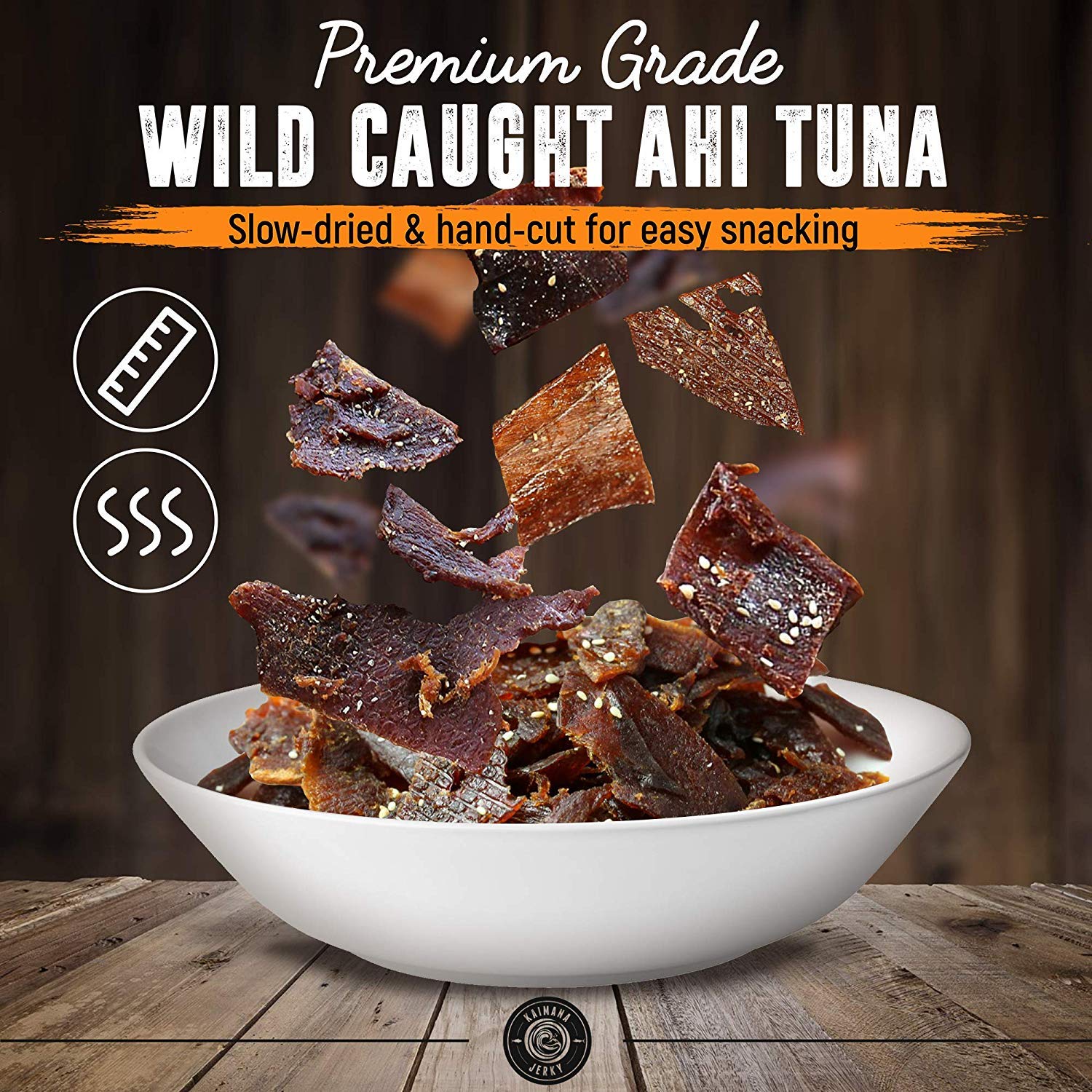 Premium Kaimana Jerky Ahi Tuna Sampler Pack - All Natural Wild Caught Tuna Jerky Snacks, High Protein (9g) & Rich in Omega-3 | USA Made | 5-Pack (0.50 oz each) | Perfect for Hiking, Camping & Healthy On-the-Go Snacking