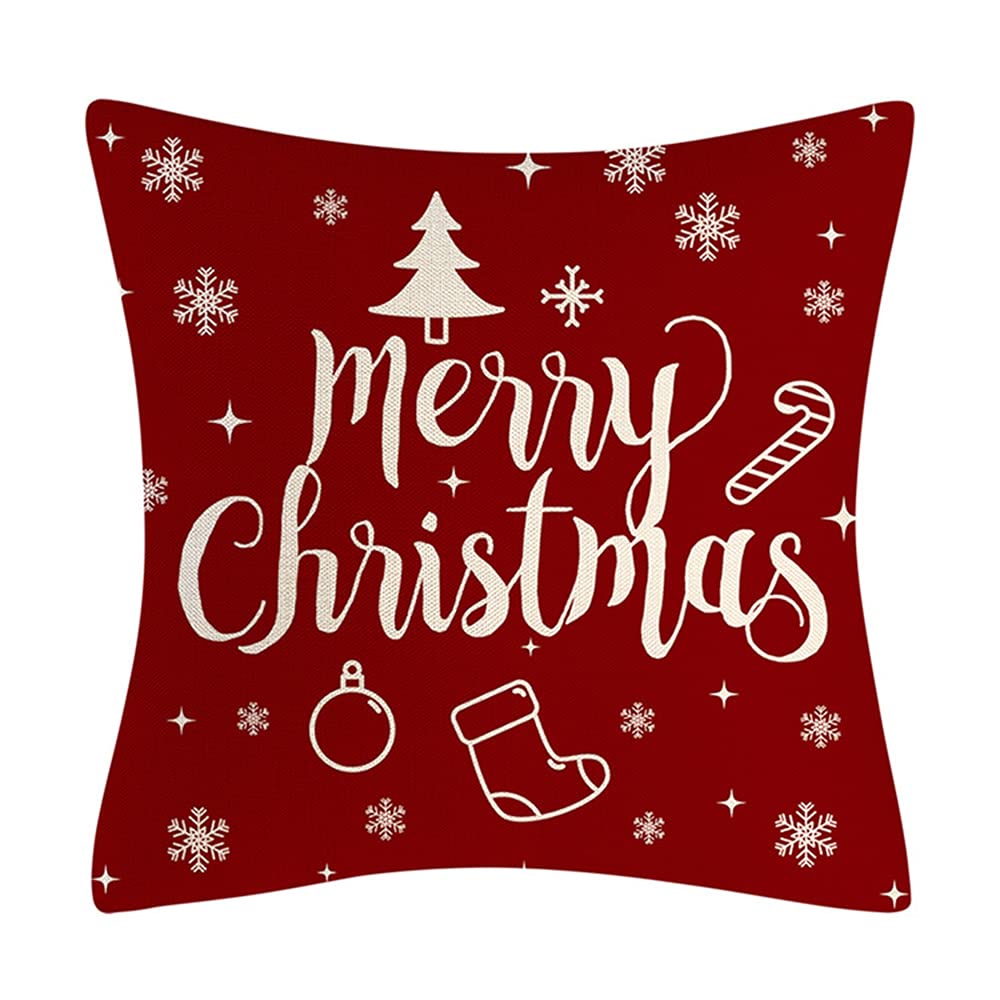 18×18 Inch Christmas Linen Pillow Covers - Decorative Throw Pillow Cases for Sofa, Bed & Living Room | Holiday Home Decor & Cozy Seasonal Accents