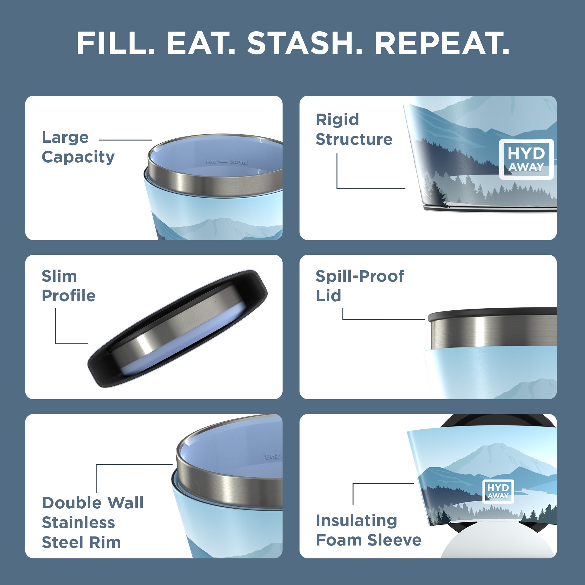 Collapsible Insulated Bowl - 1.5 Cup Portable Food Container for Camping, Hiking & Travel | BPA-Free Thermal Bowl for Hot & Cold Meals On The Go