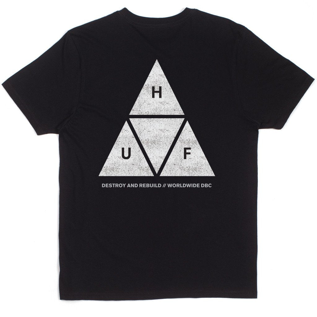 HUF Concrete Triple Triangle Graphic T-Shirt - Black Cotton Tee for Men | Streetwear Fashion & Urban Lifestyle