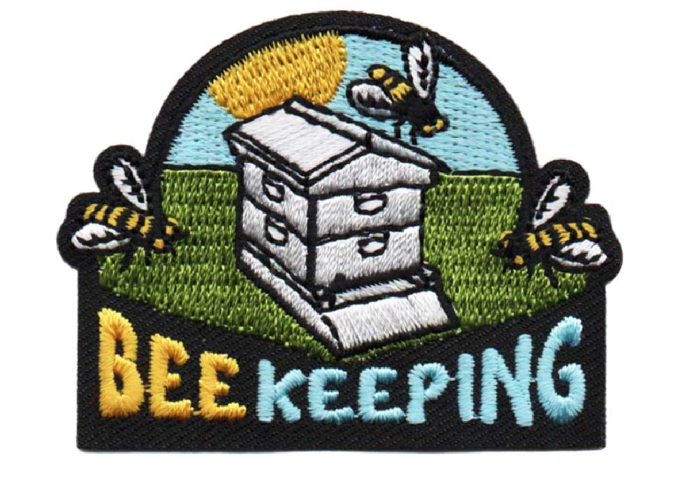 Beekeeping Hive Embroidered Iron-On Patch 2 Inch - DIY Sewing Applique for Jackets, Hats, Bags & Beekeeper Costume Accessories
