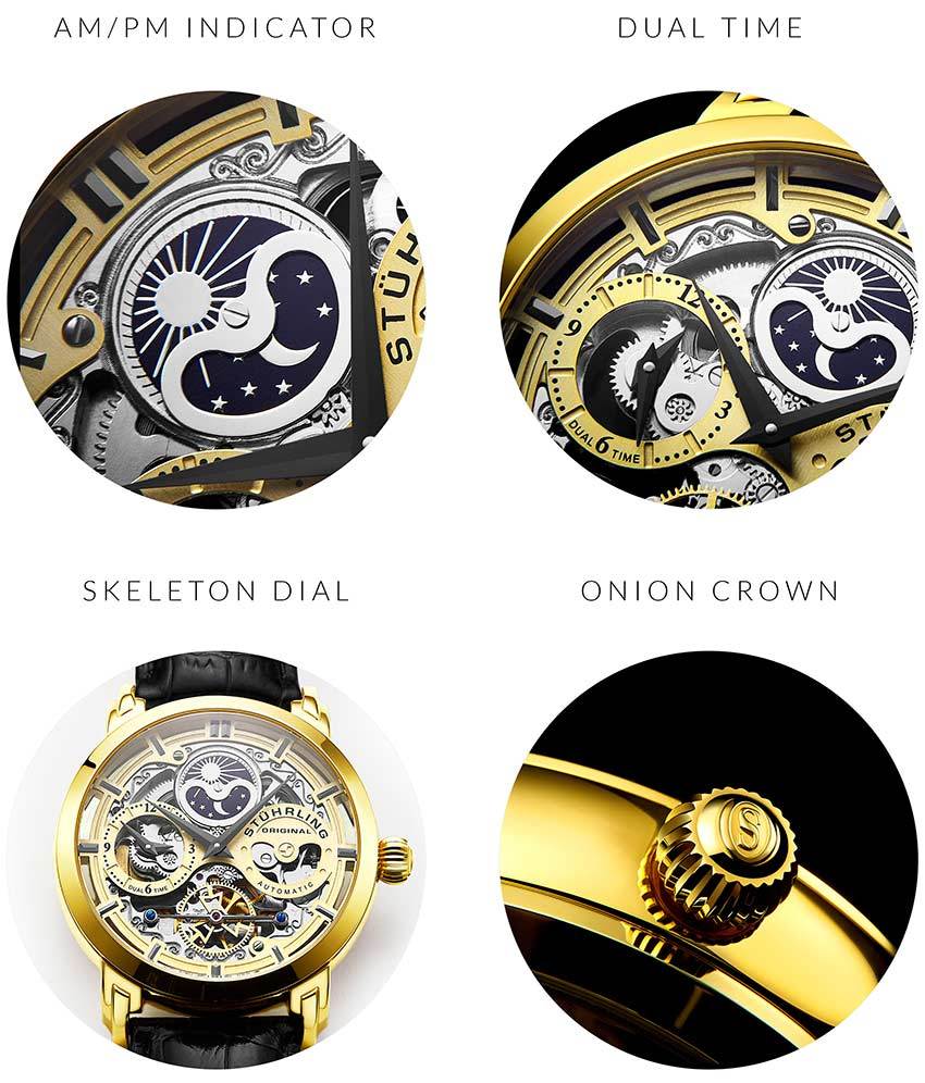 Anatol 3924 Automatic 47mm Skeleton Watch for Men - Luxury Stainless Steel Mechanical Timepiece - Perfect for Business, Formal Events & Daily Wear