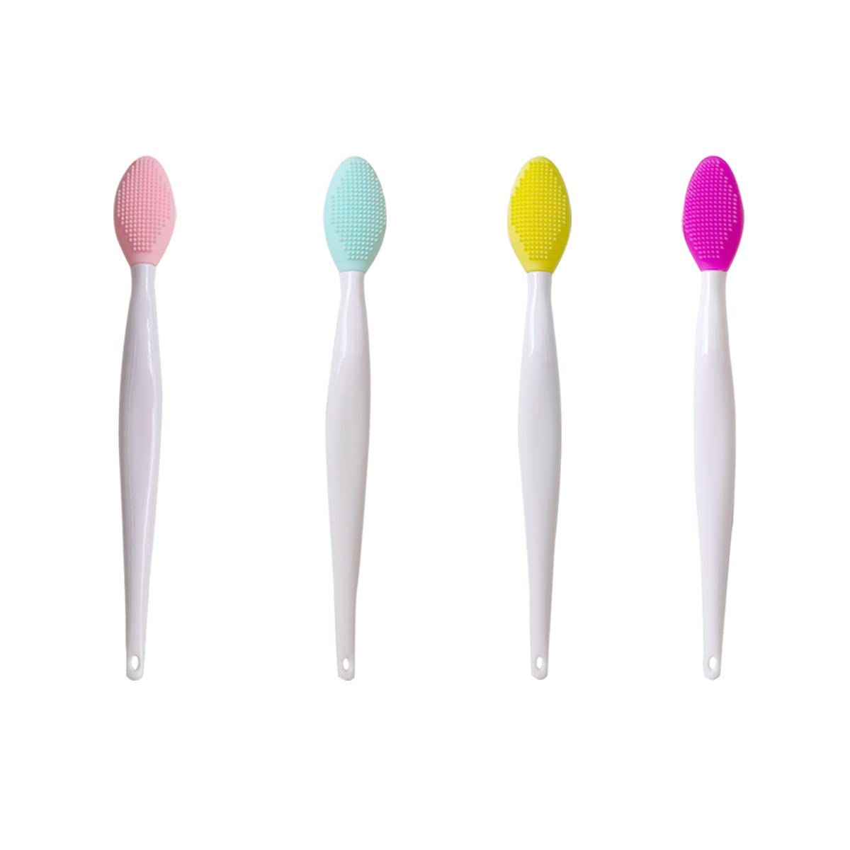 4 PCS Double-Sided Silicone Lip Scrub Brush - Exfoliating Lip Brush for Men & Women - Soft Lip Exfoliator for Smoother, Fuller Lips - Perfect for Lip Care Routine & Makeup Prep