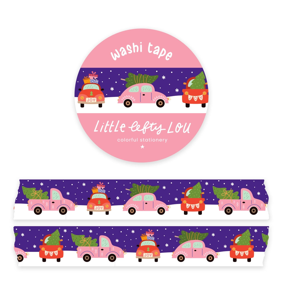 Christmas Cars Washi Tape - Decorative Japanese Paper Tape for Scrapbooking, Journaling & Gift Wrapping - Perfect for Holiday Crafts, DIY Projects & Planner Decorations
