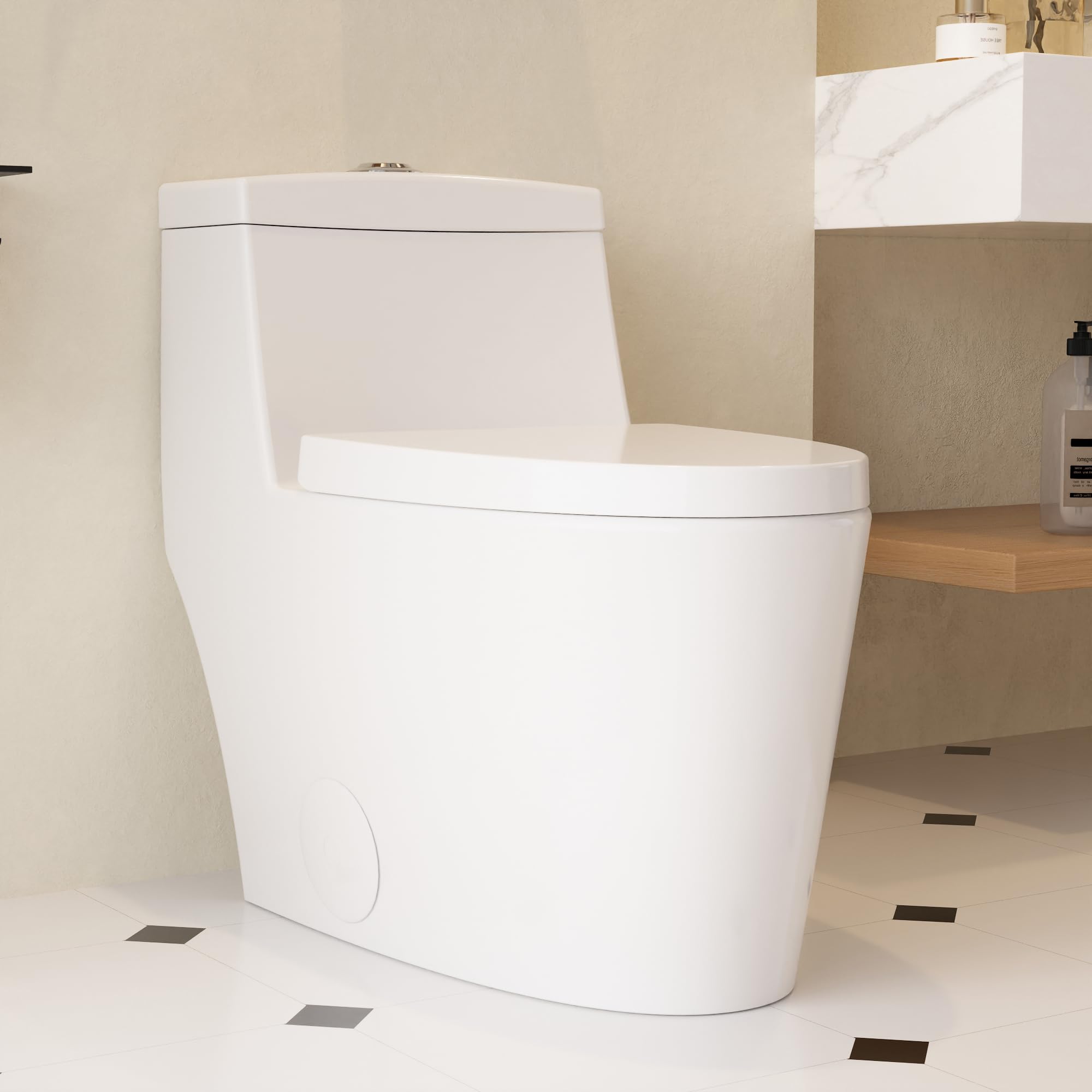 DeerValley White Elongated One-Piece ADA Toilet - 1.1/1.6 GPF Dual Flush High-Efficiency Bathroom Toilet with 17