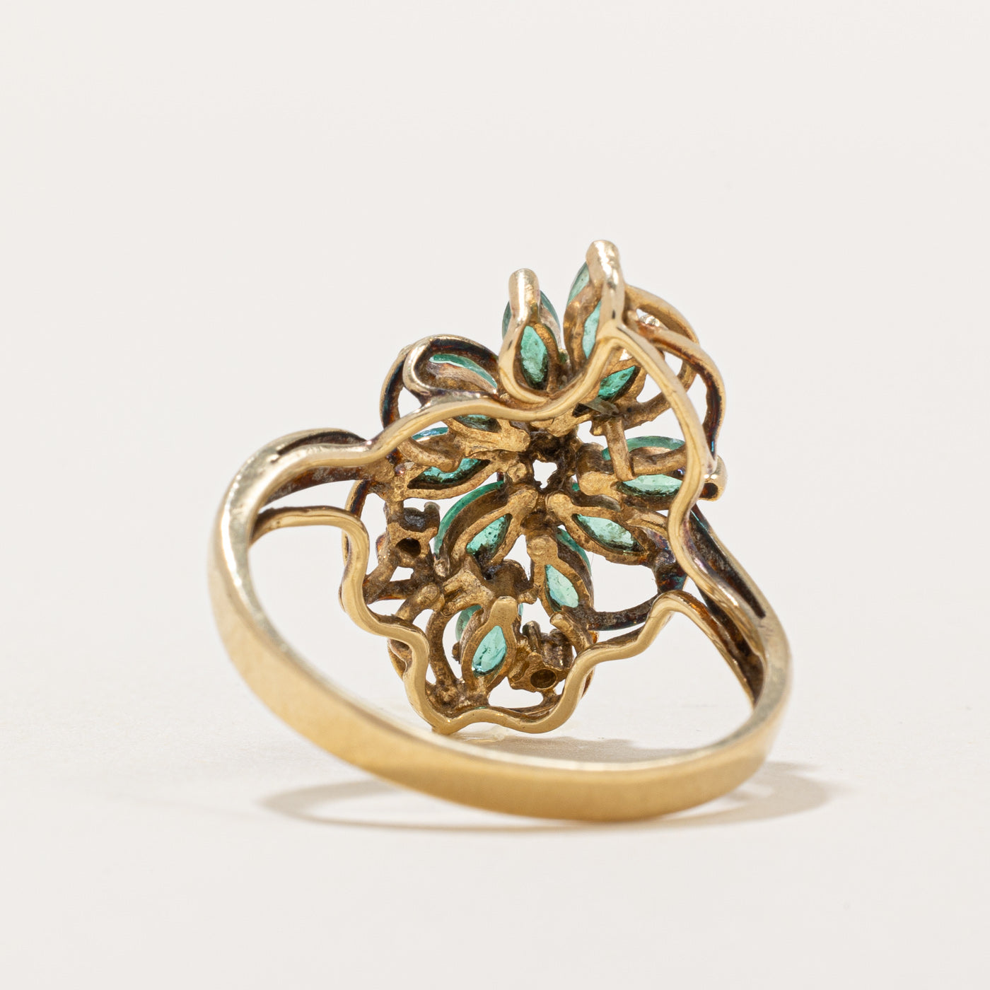 Exquisite 0.80ctw Emerald & Diamond Cocktail Ring for Women | Size 8 | 0.03ctw Diamond Accents | Elegant Evening Wear & Special Occasion Jewelry