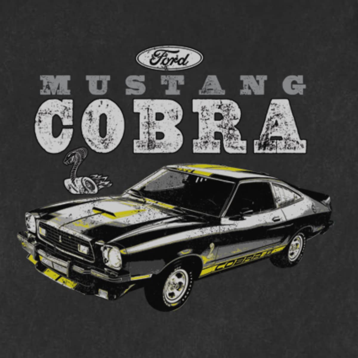 Ford Mustang Cobra Black & Yellow Tri-Blend Racerback Tank Top - Muscle Car Enthusiast Apparel for Car Shows & Racing Events