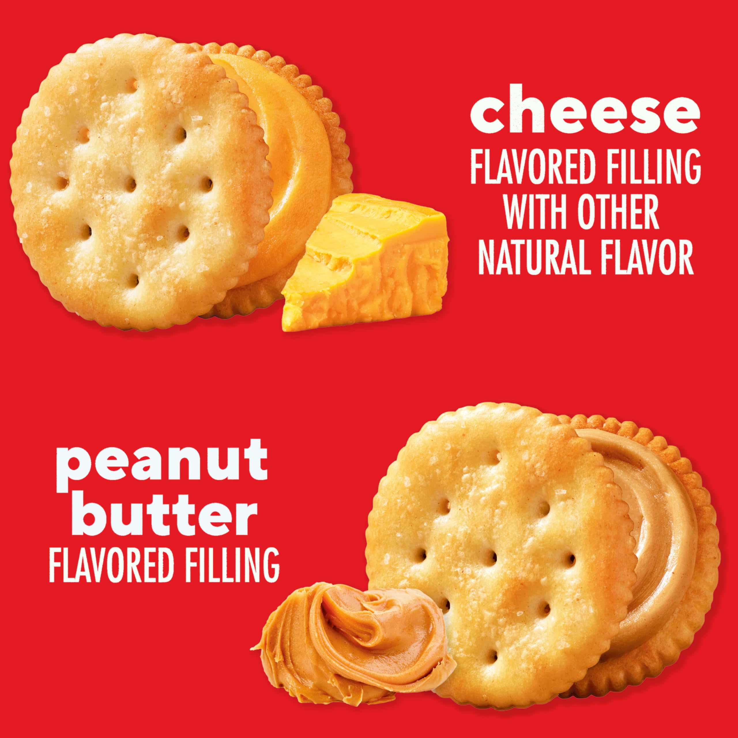 RITZ Peanut Butter & Cheese Sandwich Crackers Variety Pack - 32 Individually Wrapped Snack Packs (6 Crackers Each) - Perfect for School Lunches, Office Snacks & On-the-Go Treats