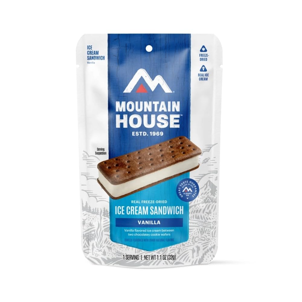 Mountain House Vanilla Ice Cream Sandwich - Freeze Dried Dessert for Backpacking, Camping & Emergency Food Supply | Lightweight Survival Snack | Perfect for Hiking, Outdoor Adventures & Prepper Pantry
