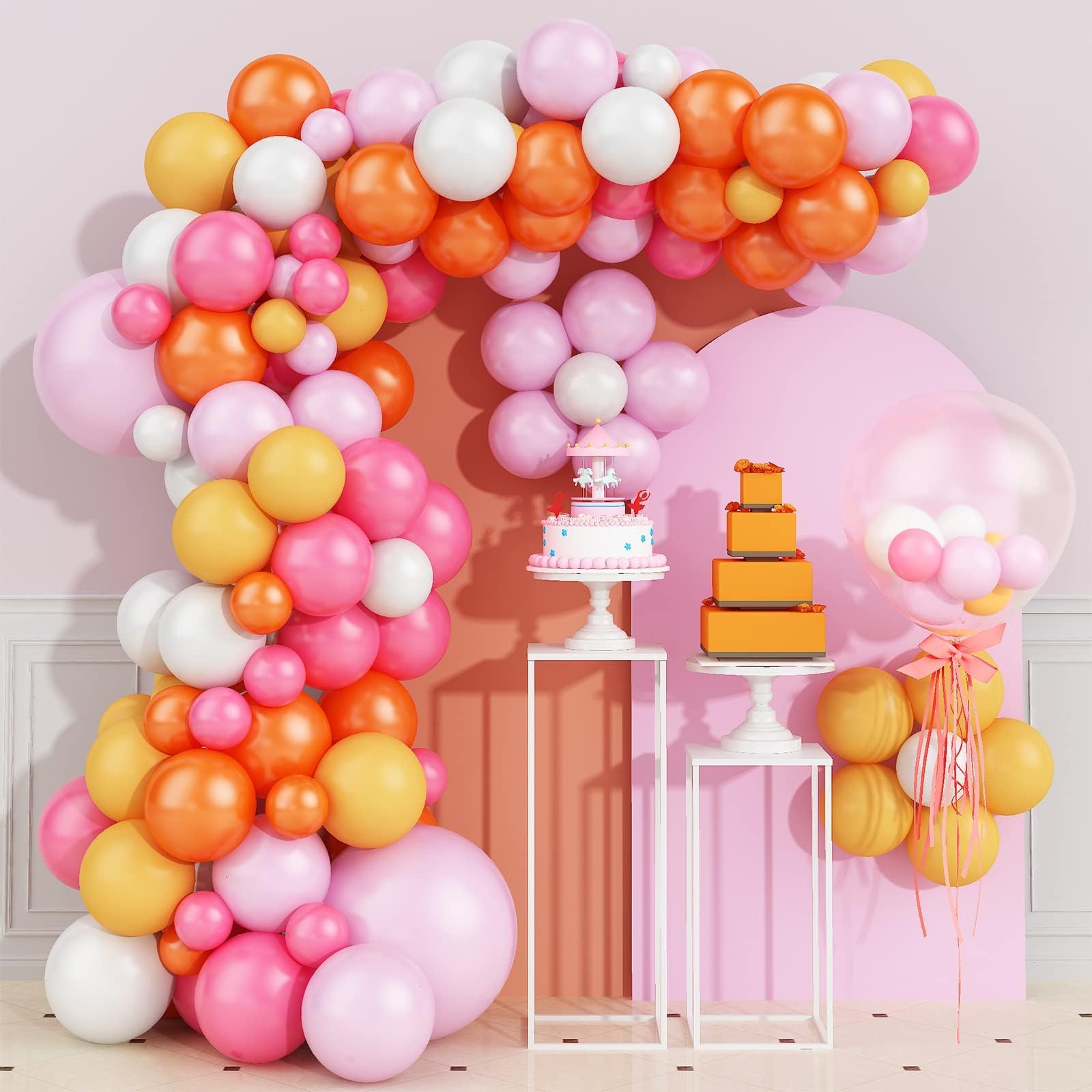Pink Yellow Orange Balloon Garland Arch Kit - Latex Party Balloons for Girls Birthday, Baby Shower, Wedding & Graduation Decorations | Party Supplies for Indoor & Outdoor Celebrations