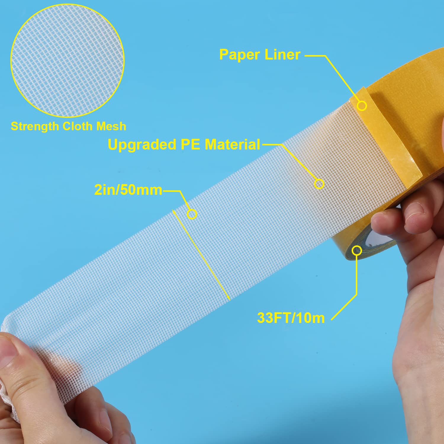 2inch x 33ft Heavy Duty Double Sided Tape - Super Strong Adhesive Mounting Tape with Fiberglass Mesh for Home, Office, School - Perfect for Hanging Pictures, Posters, Mirrors & DIY Projects