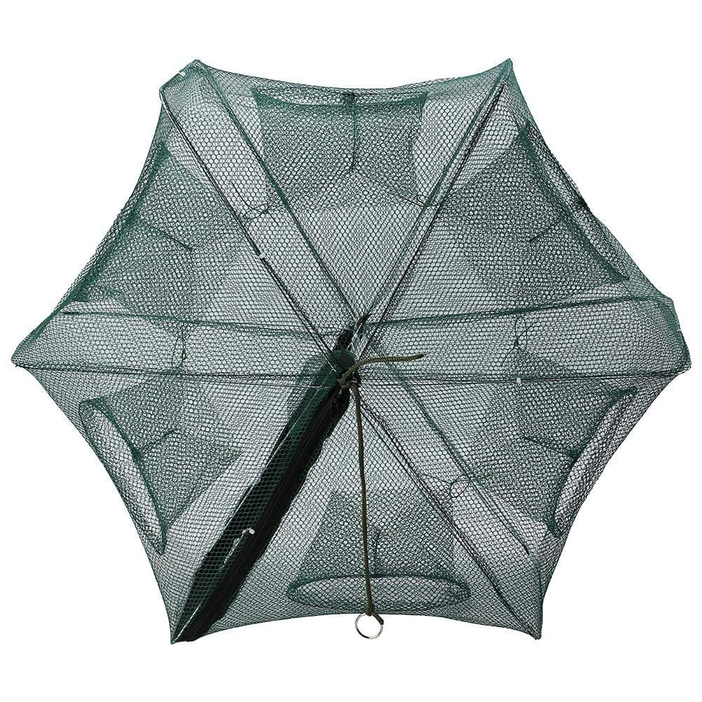 Foldable Fishing Net Trap with 6/12 Holes - Automatic Shrimp & Crab Catcher, Nylon Collapsible Fish Trap for Freshwater & Saltwater Fishing - Perfect for Camping, Boating, and Outdoor Adventures (6 Holes)