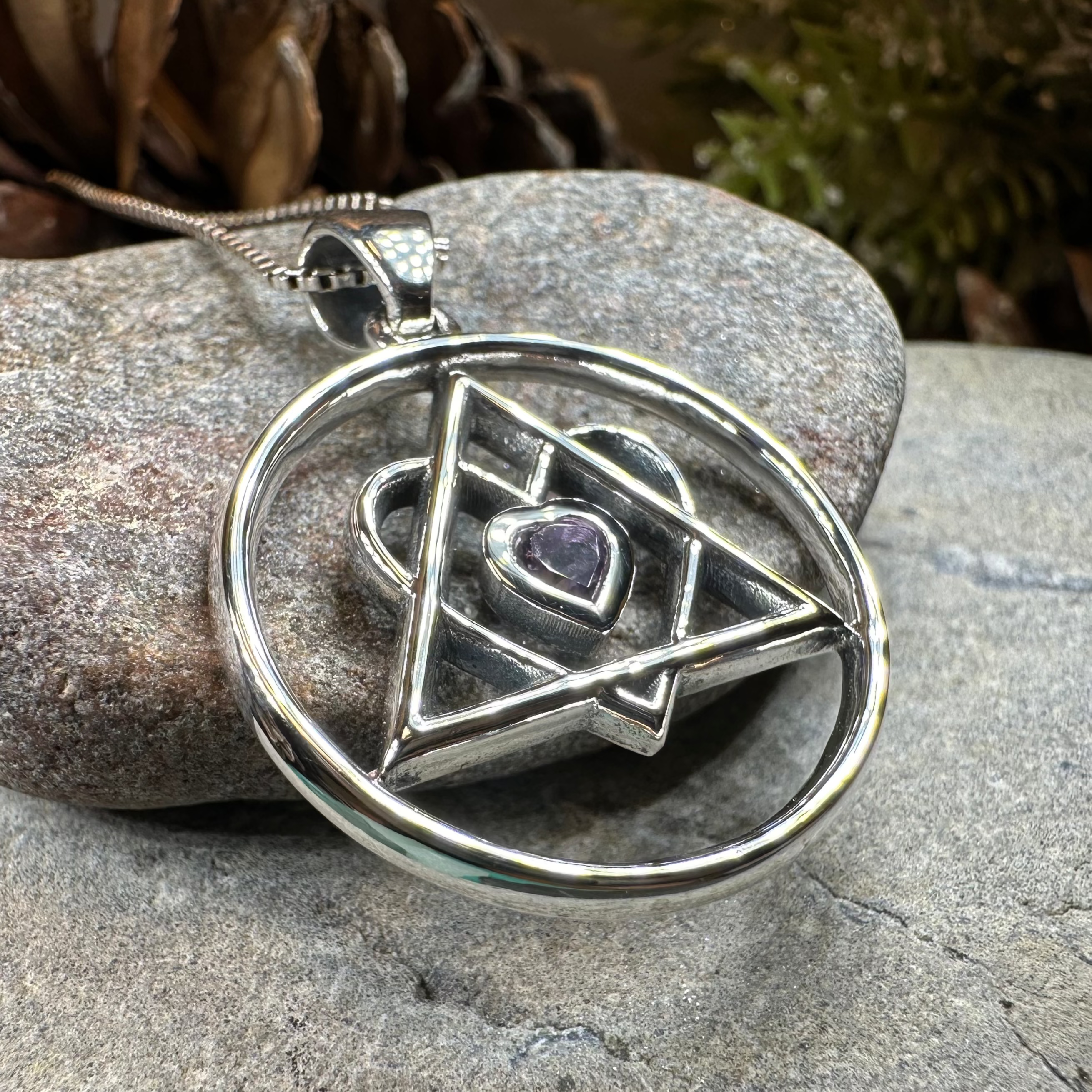 AA Sobriety Necklace - Genuine Amethyst Heart Pendant for Recovery & Support | Spiritual Healing Jewelry for Women & Men | Perfect Sobriety Gift for 12-Step Programs