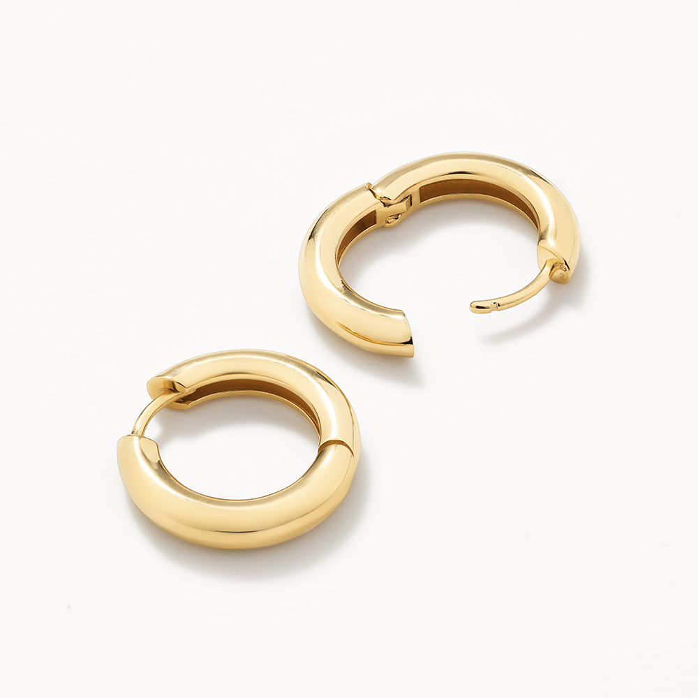 Gold Midi Curve Hoop Earrings for Women - Trendy Chunky Hollow Hoops - Perfect for Everyday Wear, Date Night & Office Outfits